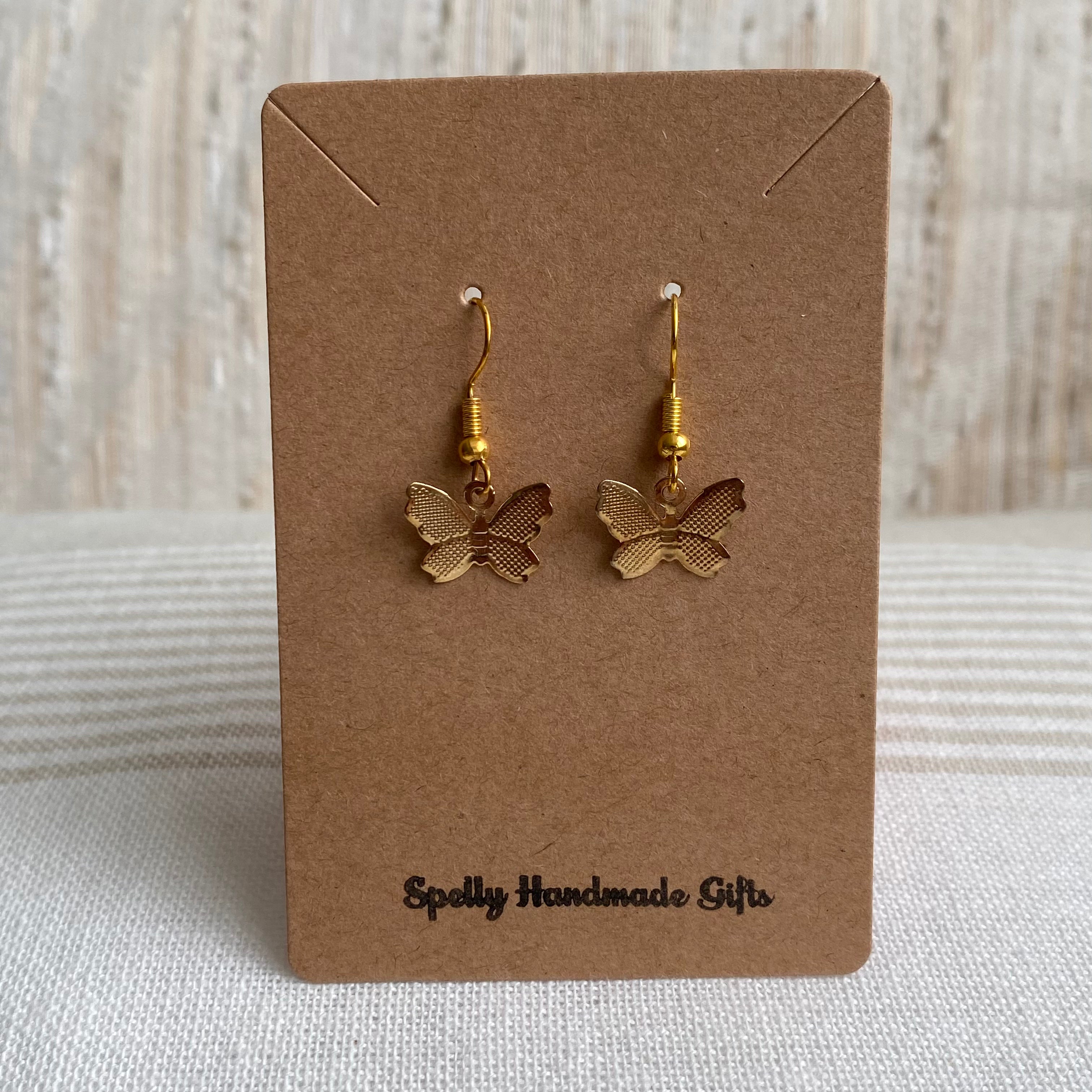 Gold Butterfly Dangle Earrings