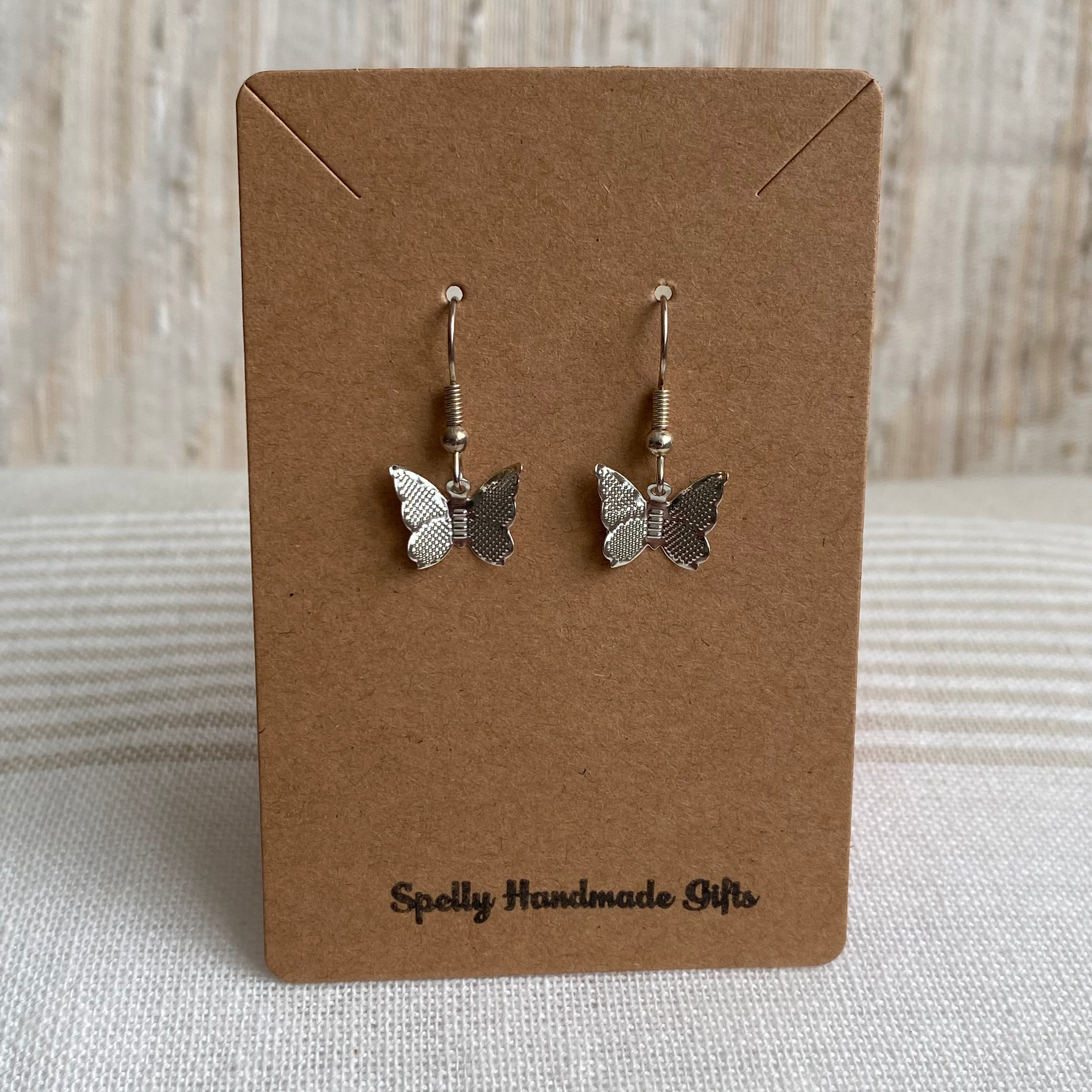 Silver Butterfly Dangle Earrings