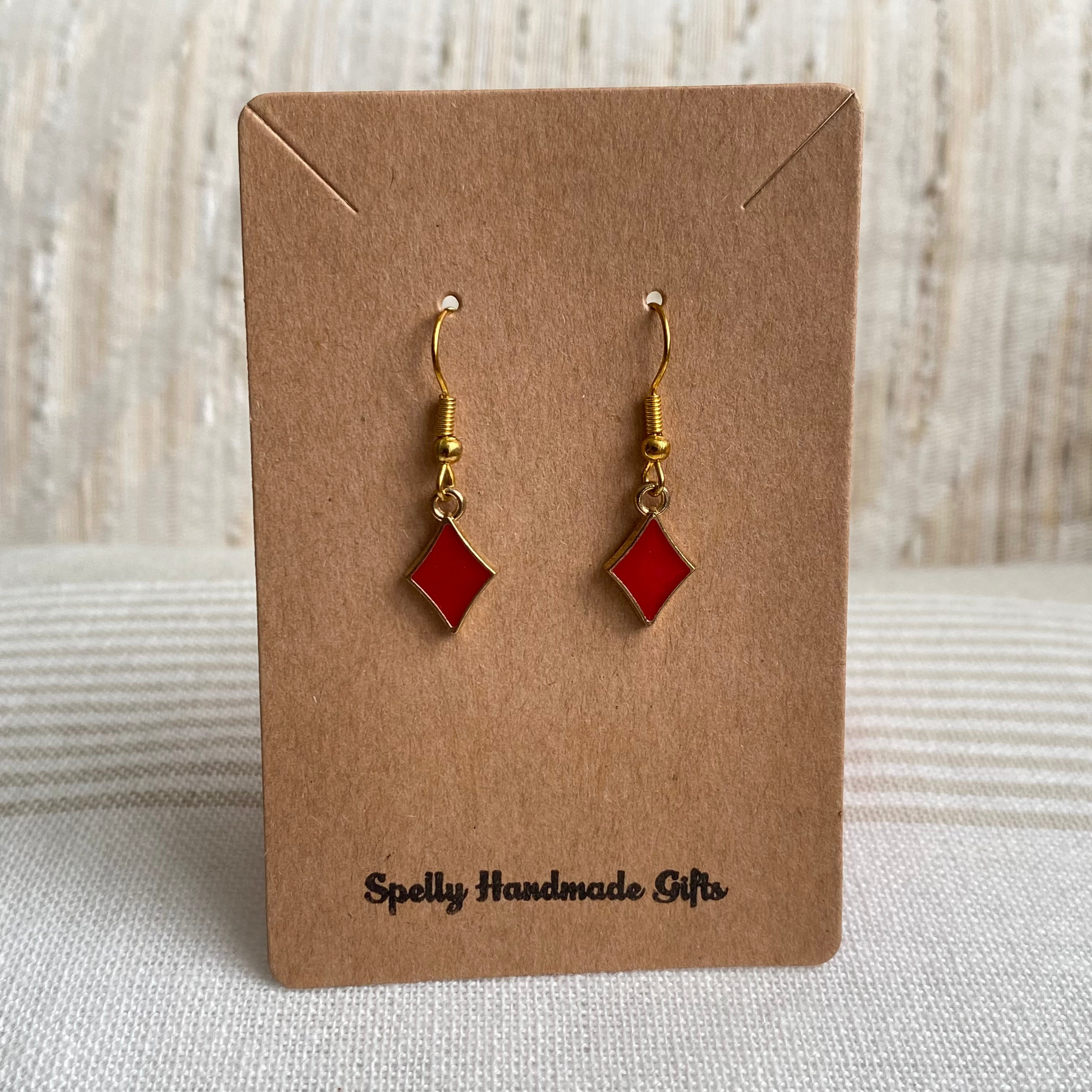 Red Diamond Dangle Earrings