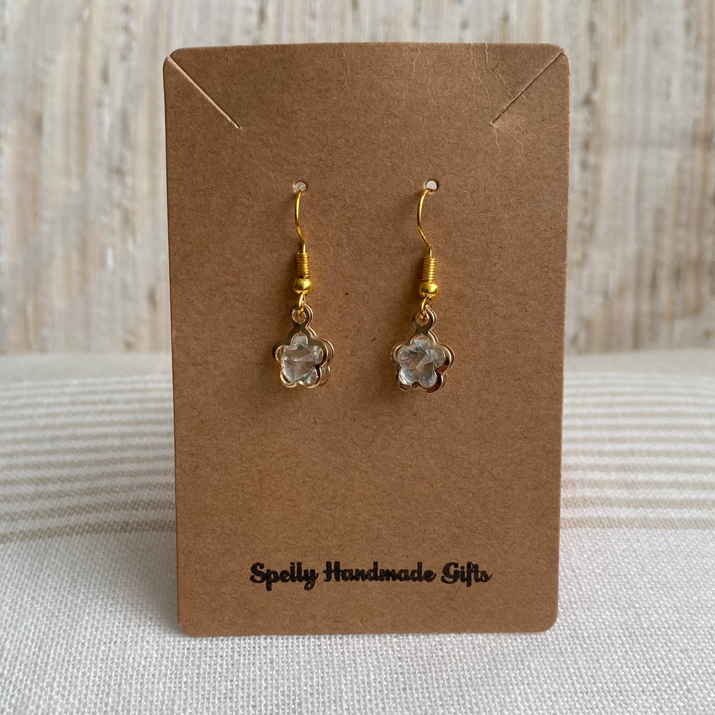 Flower Diamond Dangle Earrings