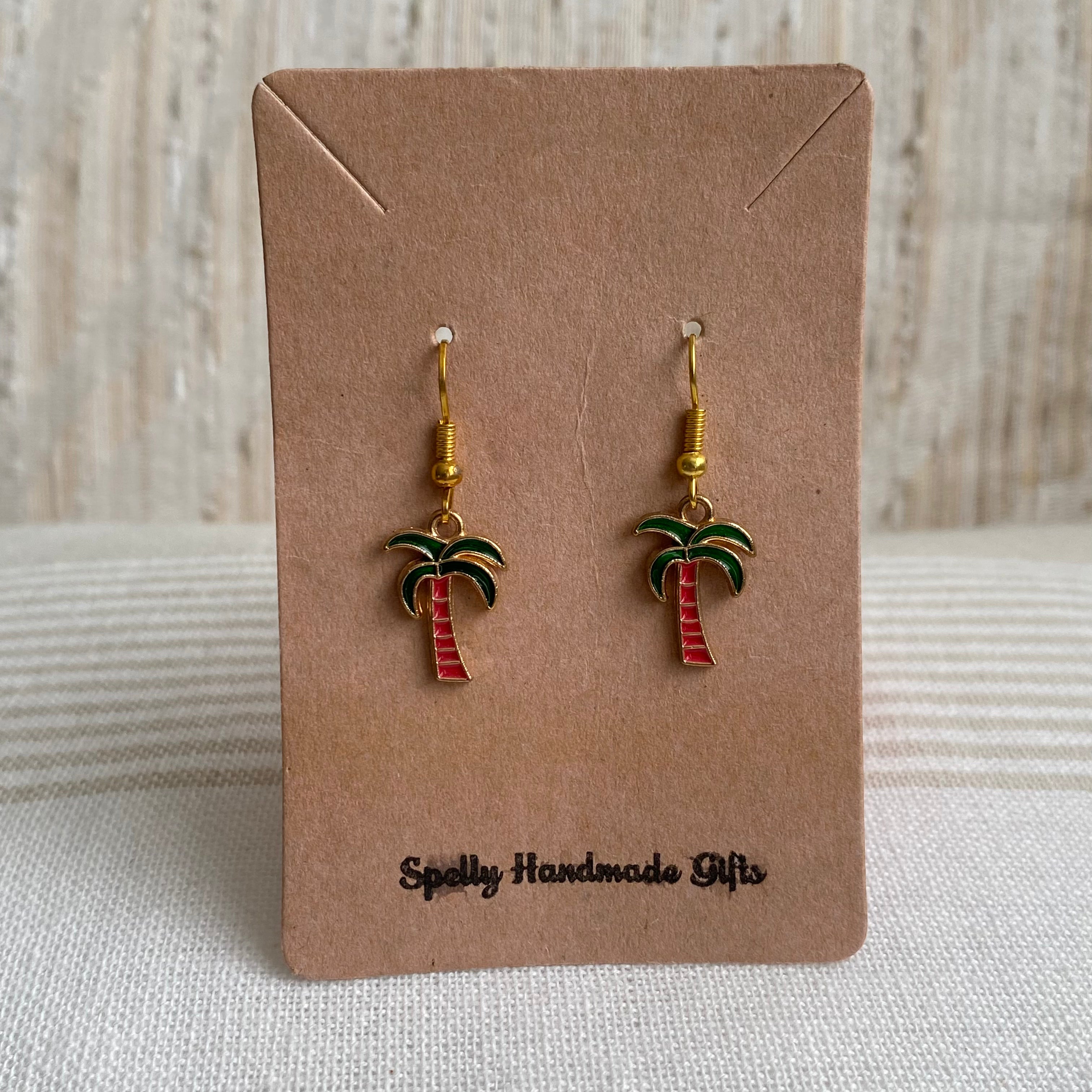 Tropical Palm Tree Dangle Earrings