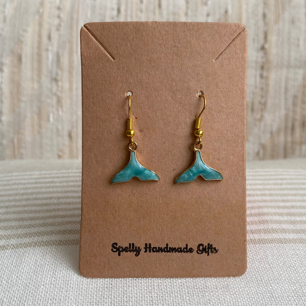 Blue Whale Tail Dangle Earrings