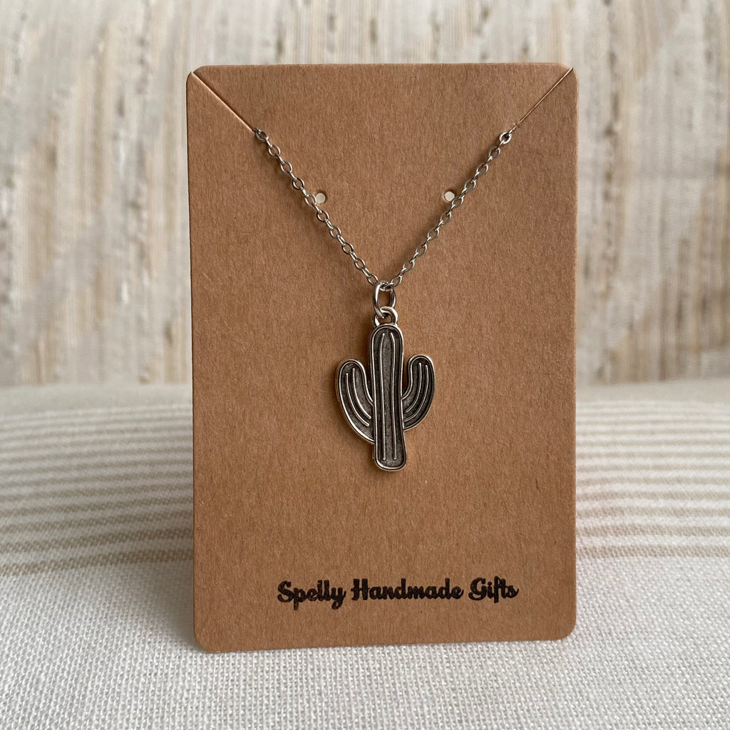 Silver Western Cactus Necklace