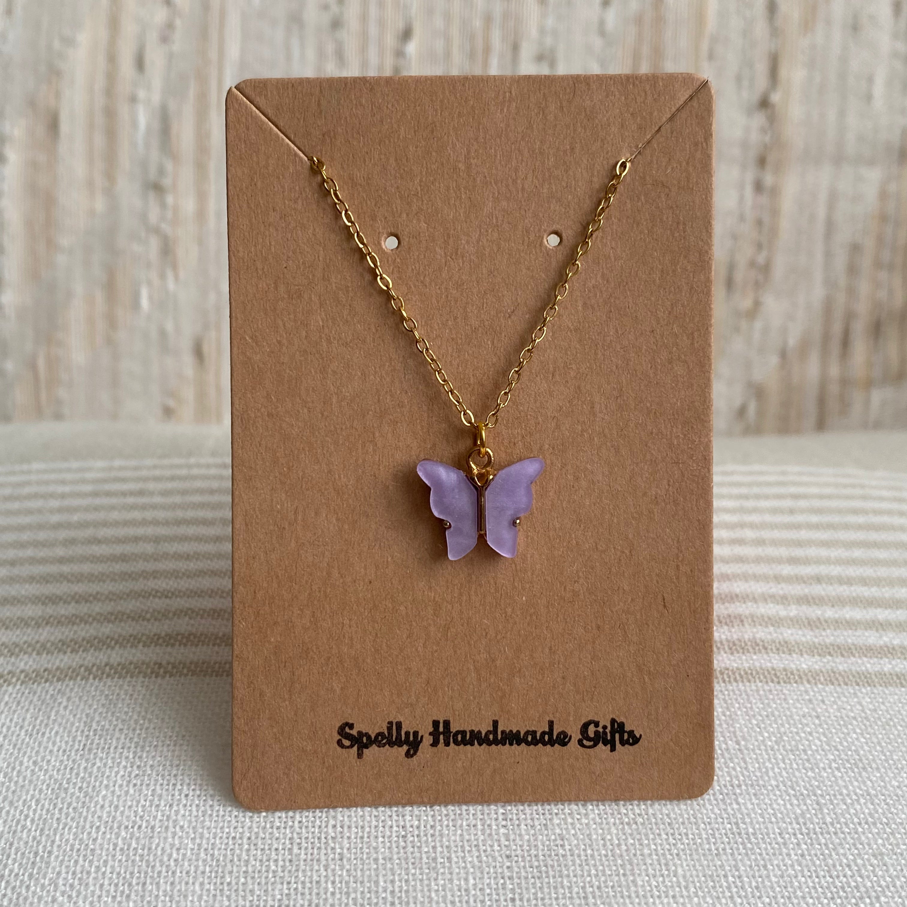 Purple Butterfly Pendant Necklace
