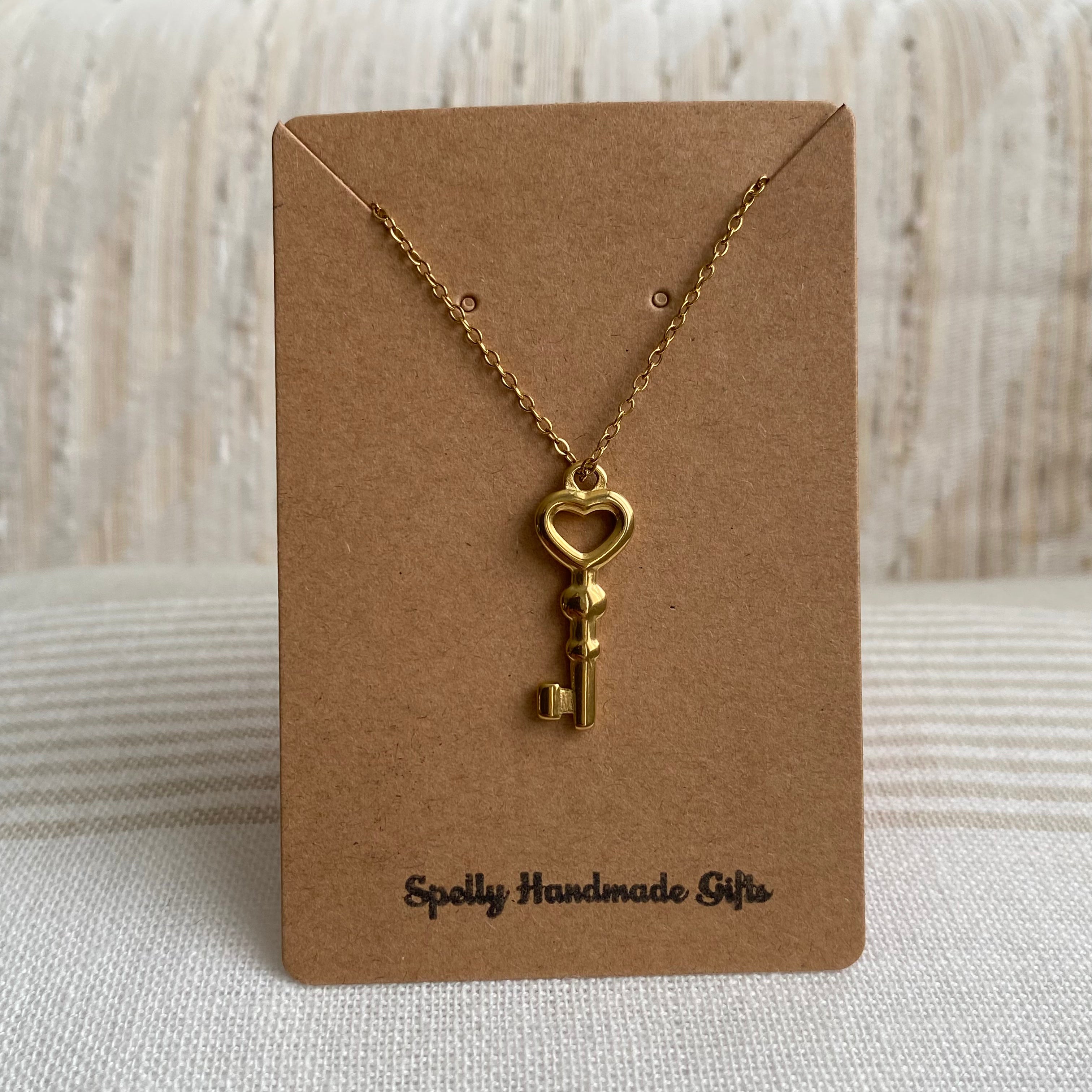 Gold Forever Yours Heart Key Pendant Necklace