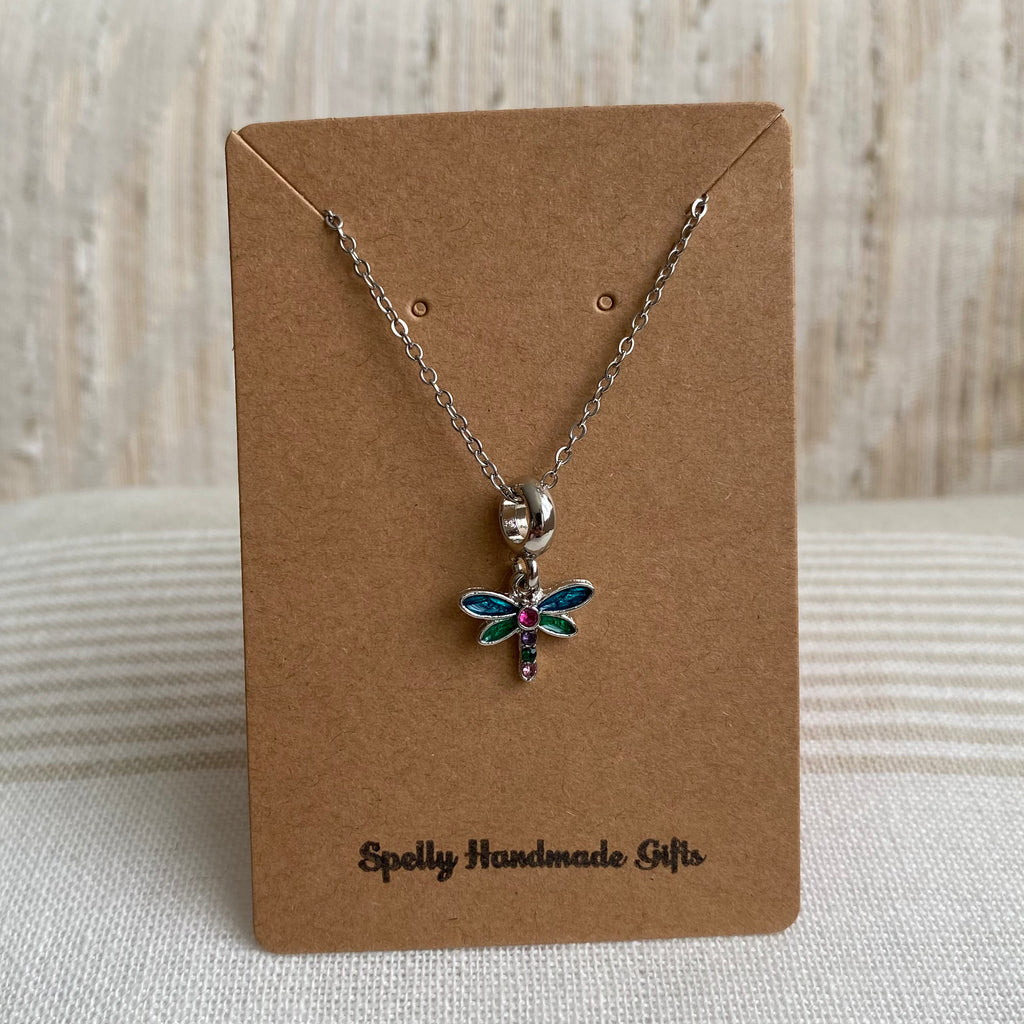Silver Turquoise Dragonfly Pendant Necklace