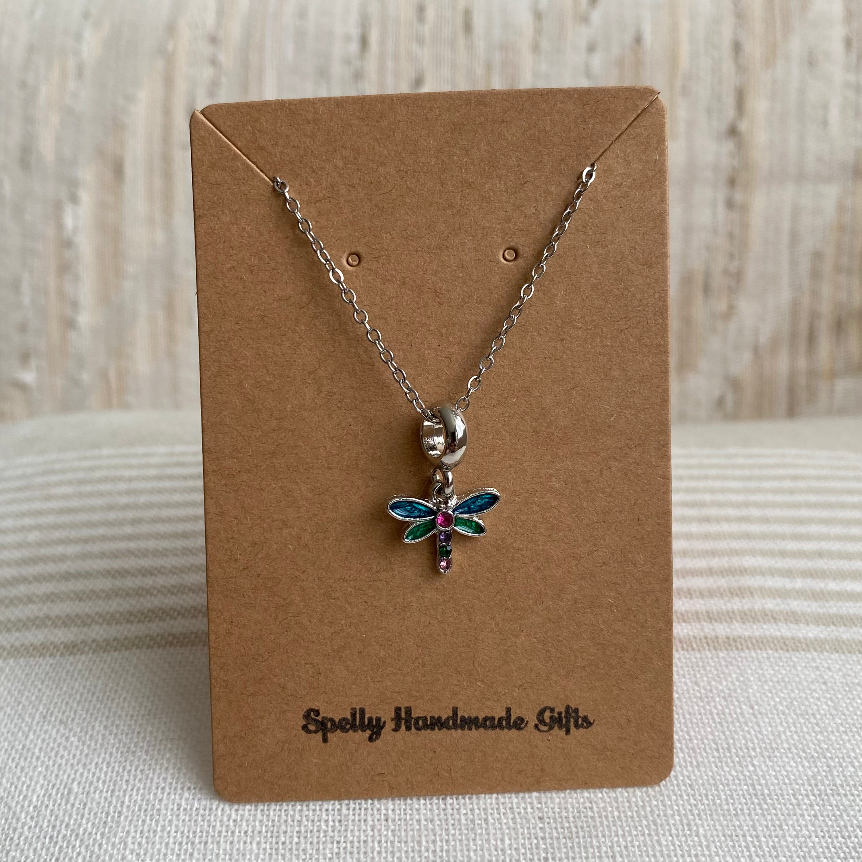 Silver Turquoise Dragonfly Pendant Necklace
