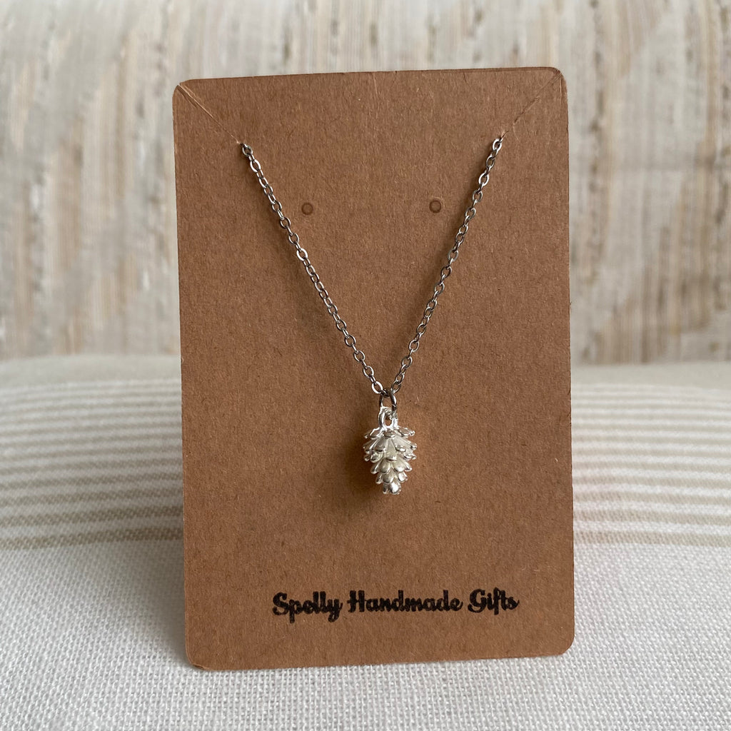 White Snowy Acorn Pendant Necklace