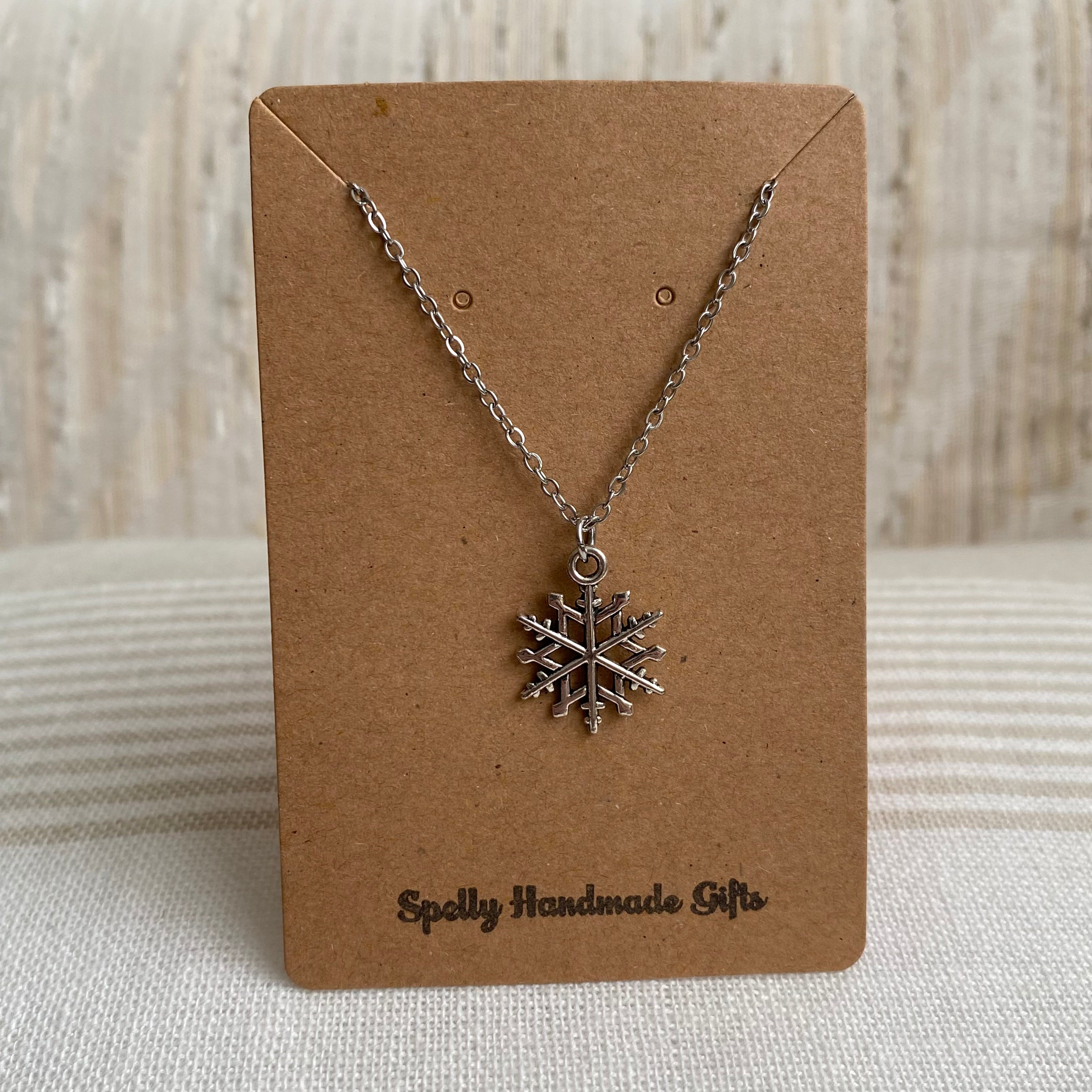 Silver Snowflake Pendant Necklace (Large Size)