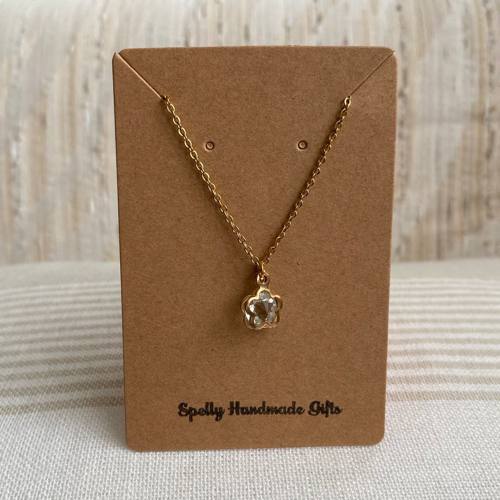Gold Flower Diamond Pendant Necklace