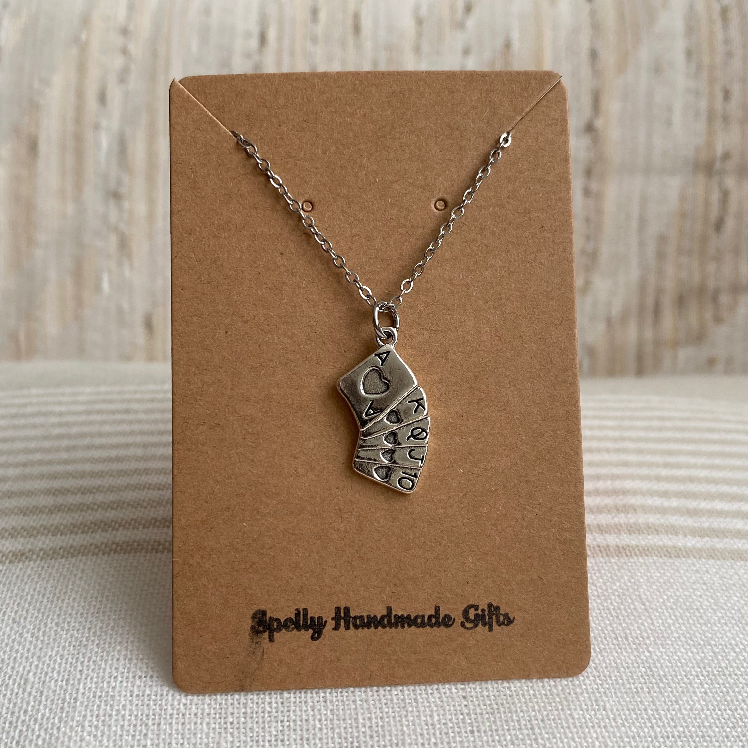 Silver House of Cards Pendant Necklace