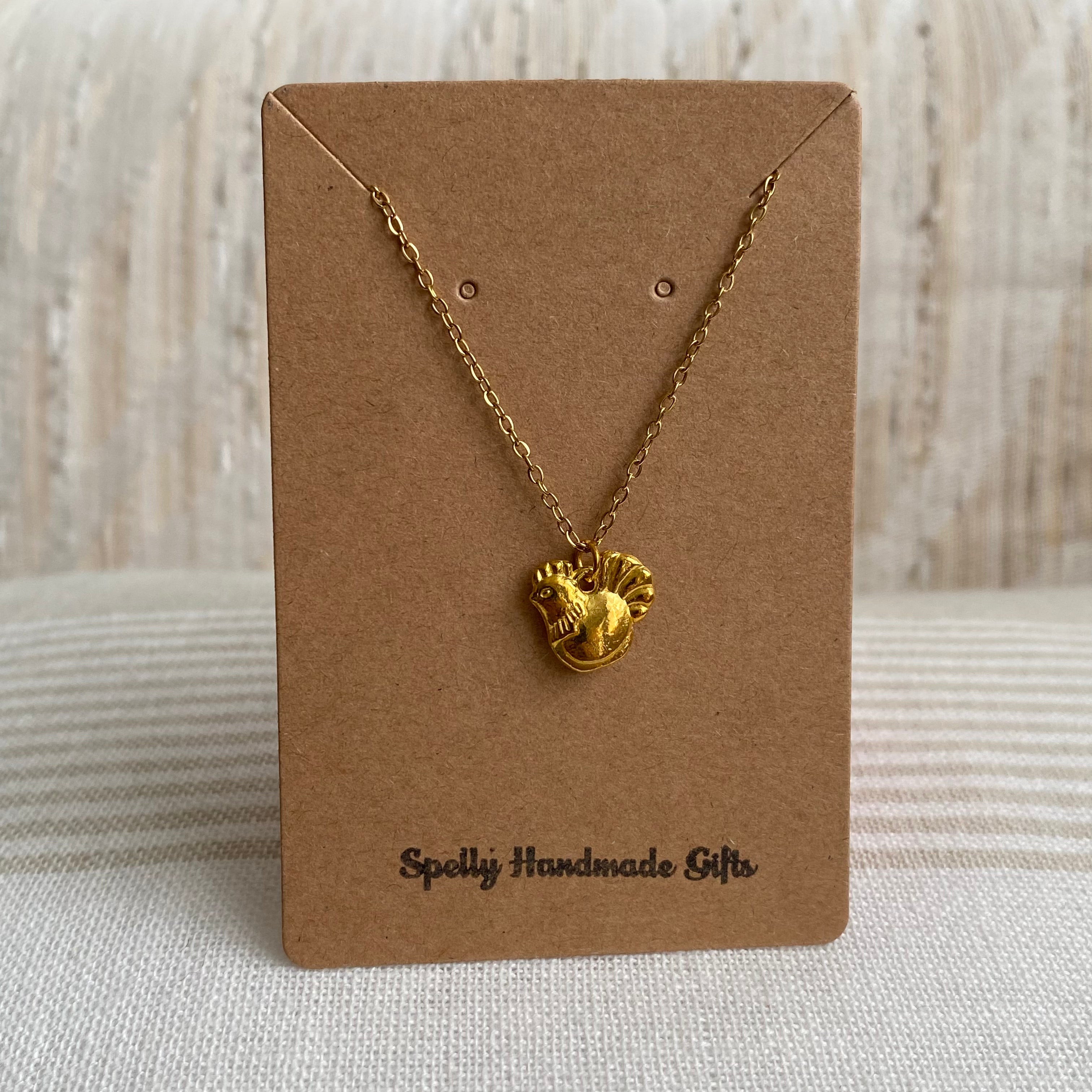 Gold Hen Pendant Necklace