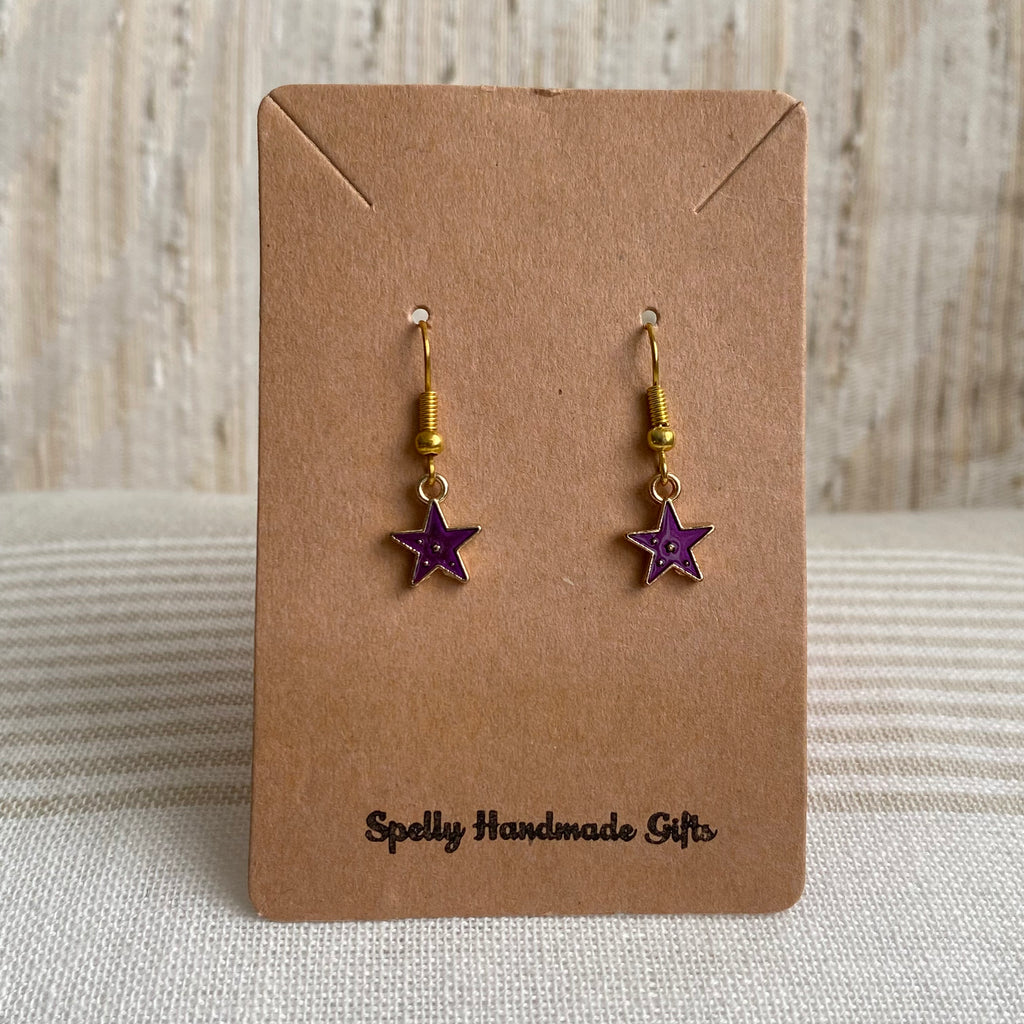 Purple Star Dangle Earrings