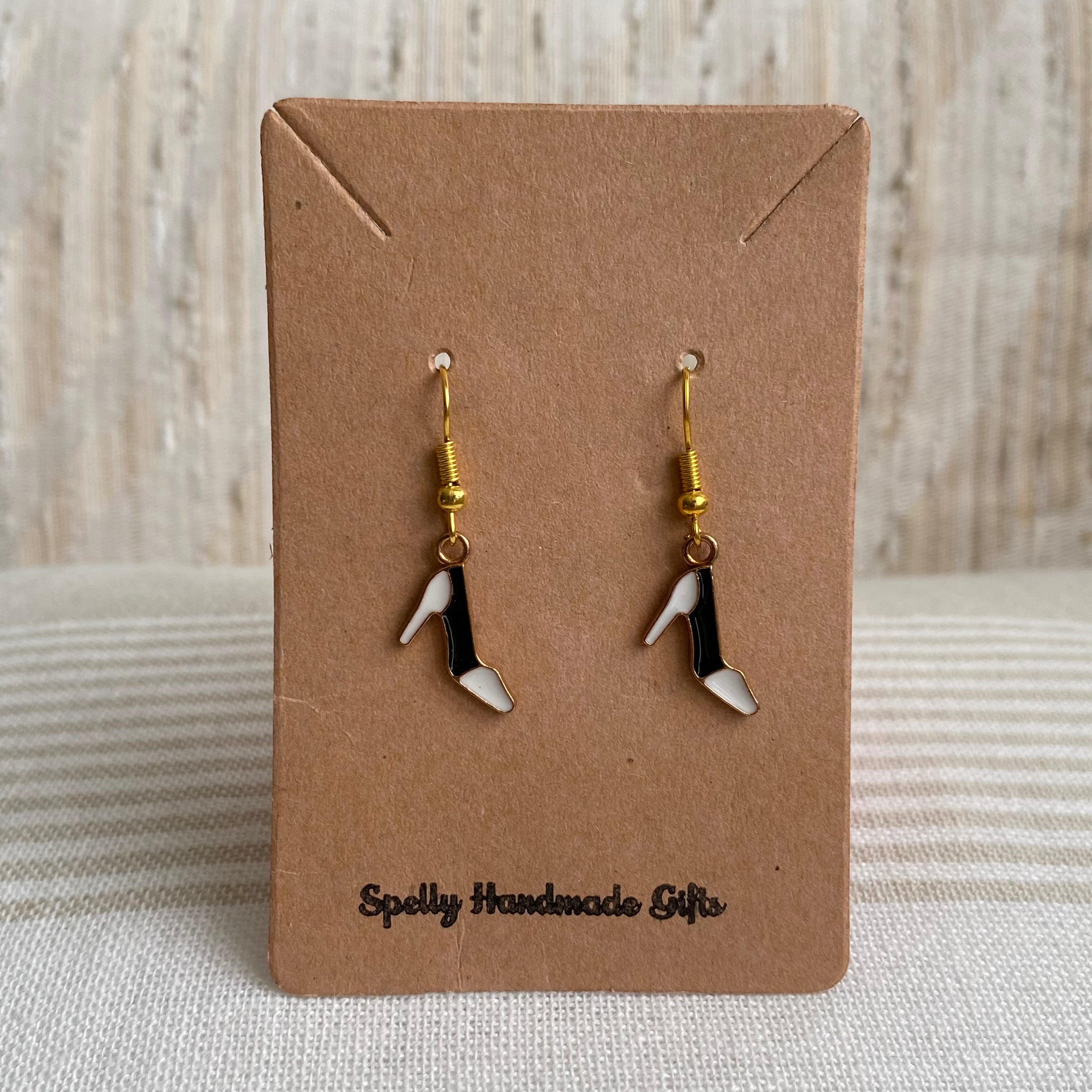 Black/White High Heels Dangle Earrings