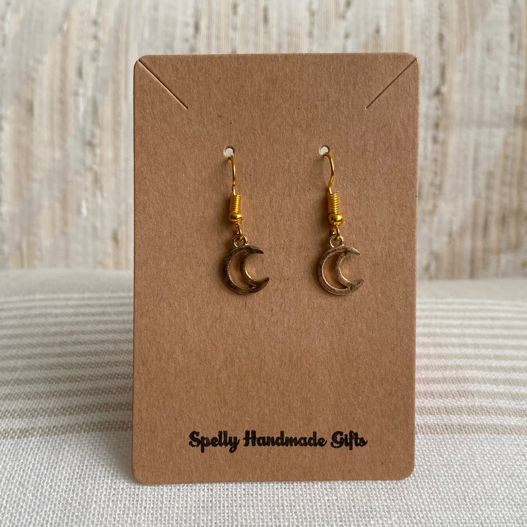 Gold Moon Dangle Earrings