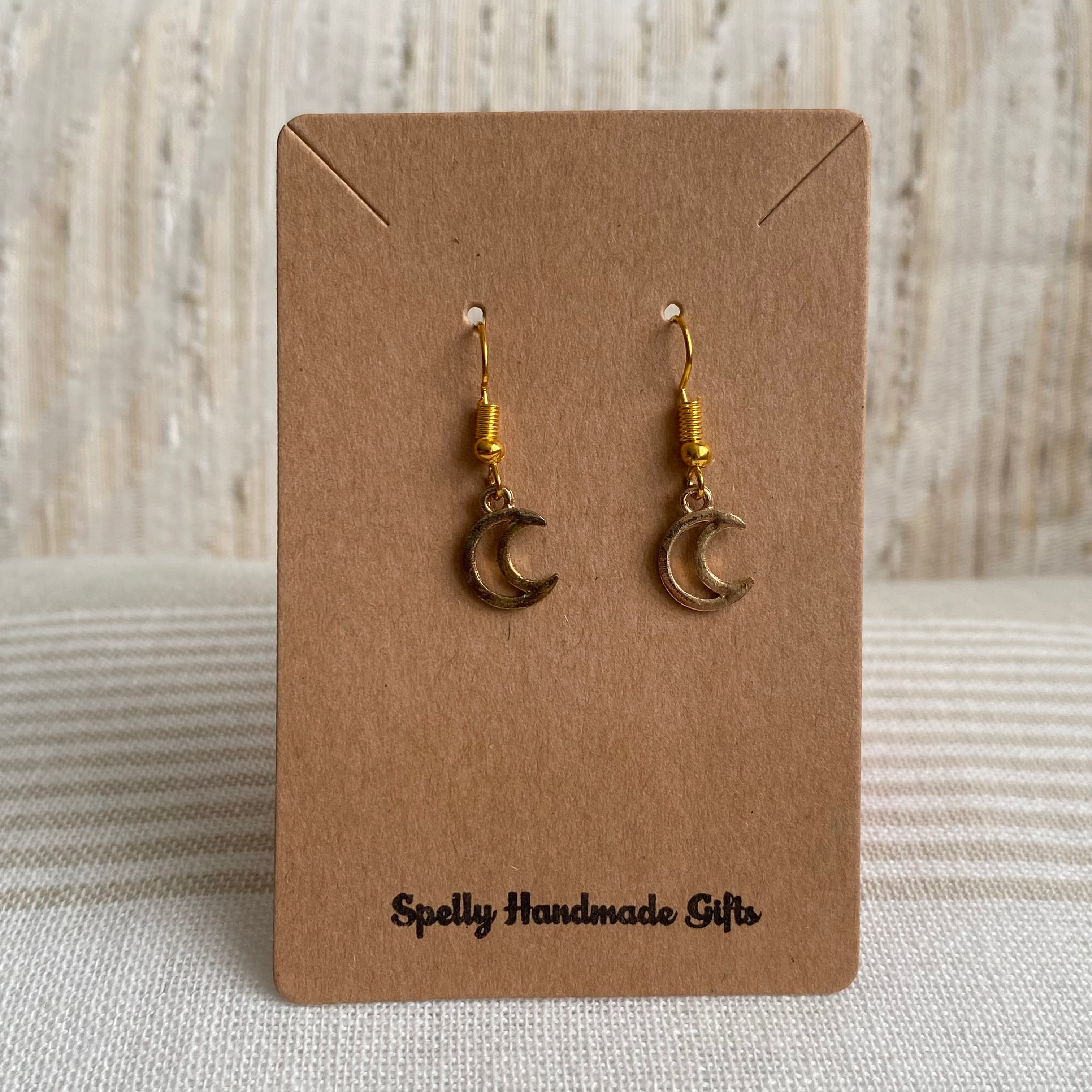 Gold Moon Dangle Earrings