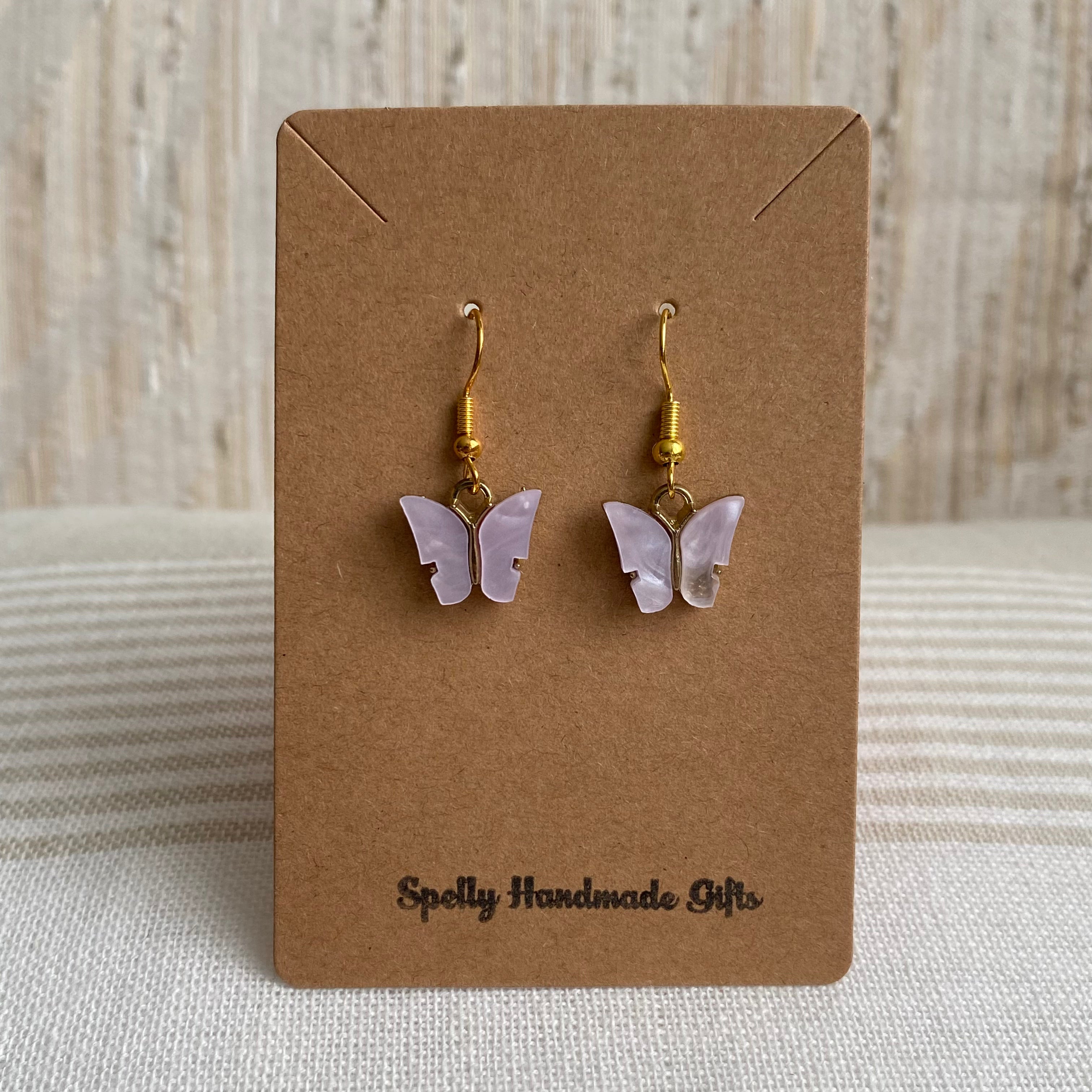 Pastel Purple Butterfly Dangle Earrings