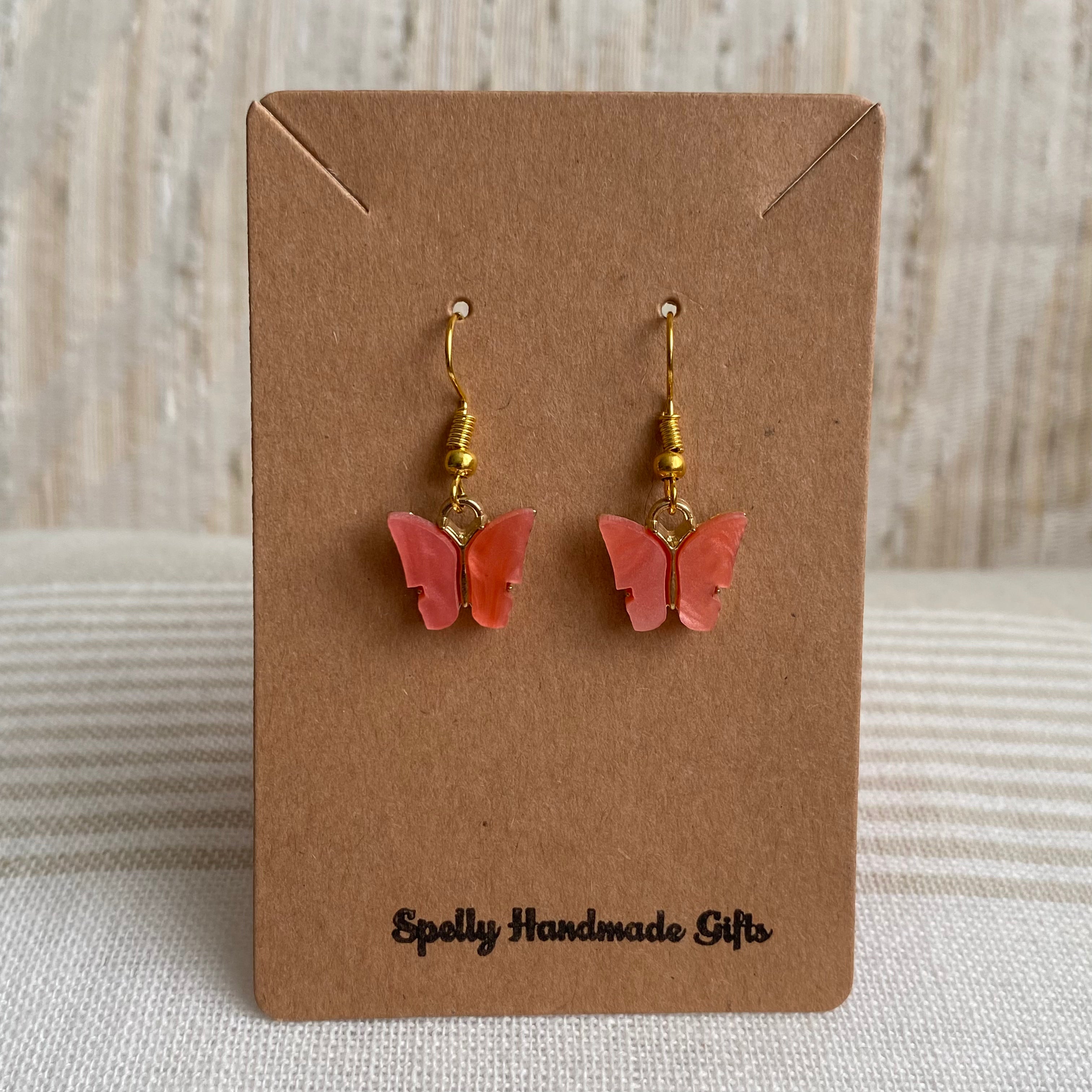 Orange Butterfly Dangle Earrings