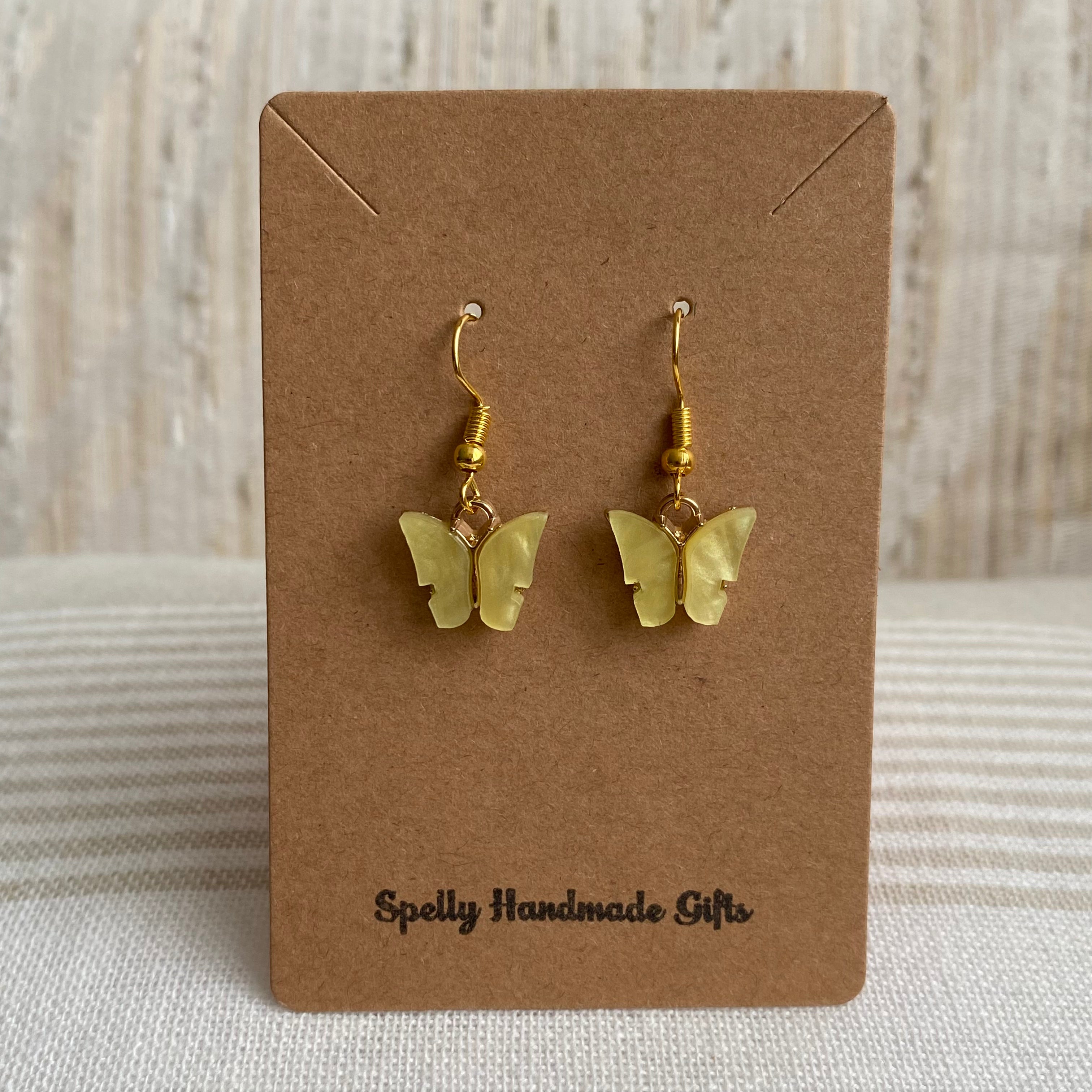 Yellow Butterfly Dangle Earrings