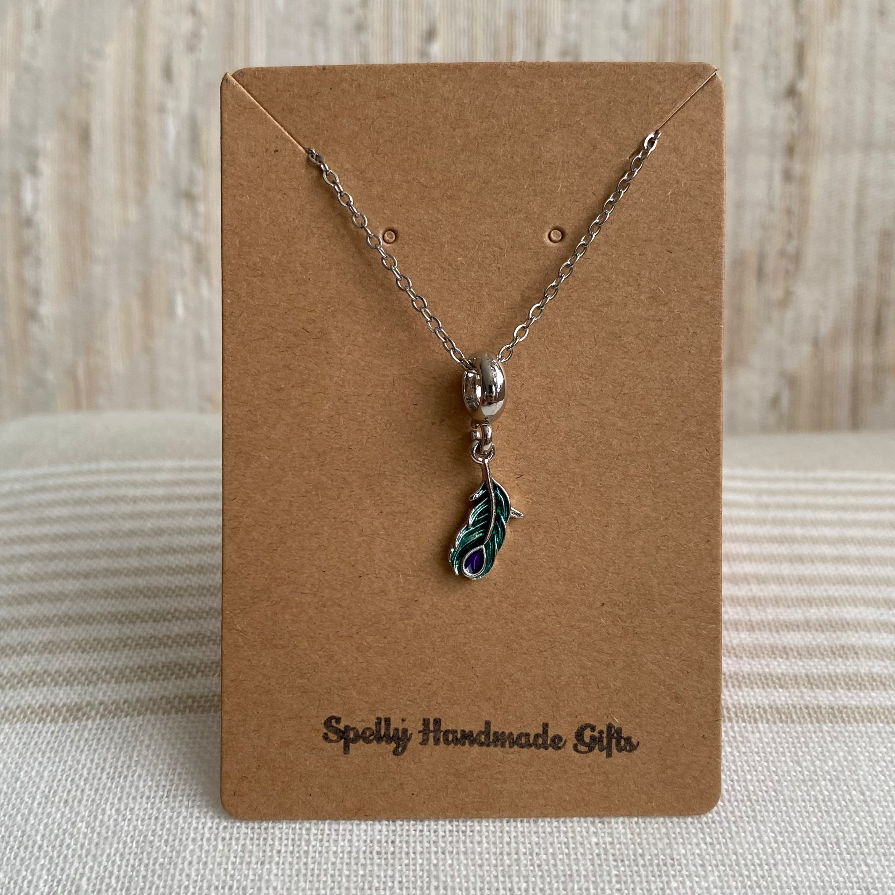 Silver Turquoise Feather Pendant Necklace