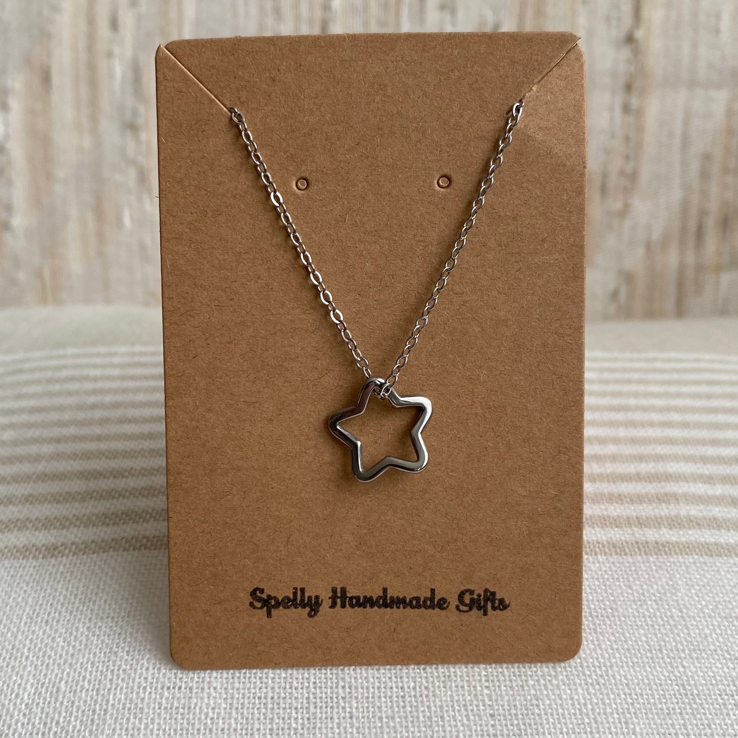 Silver Hollow Star Pendant Necklace