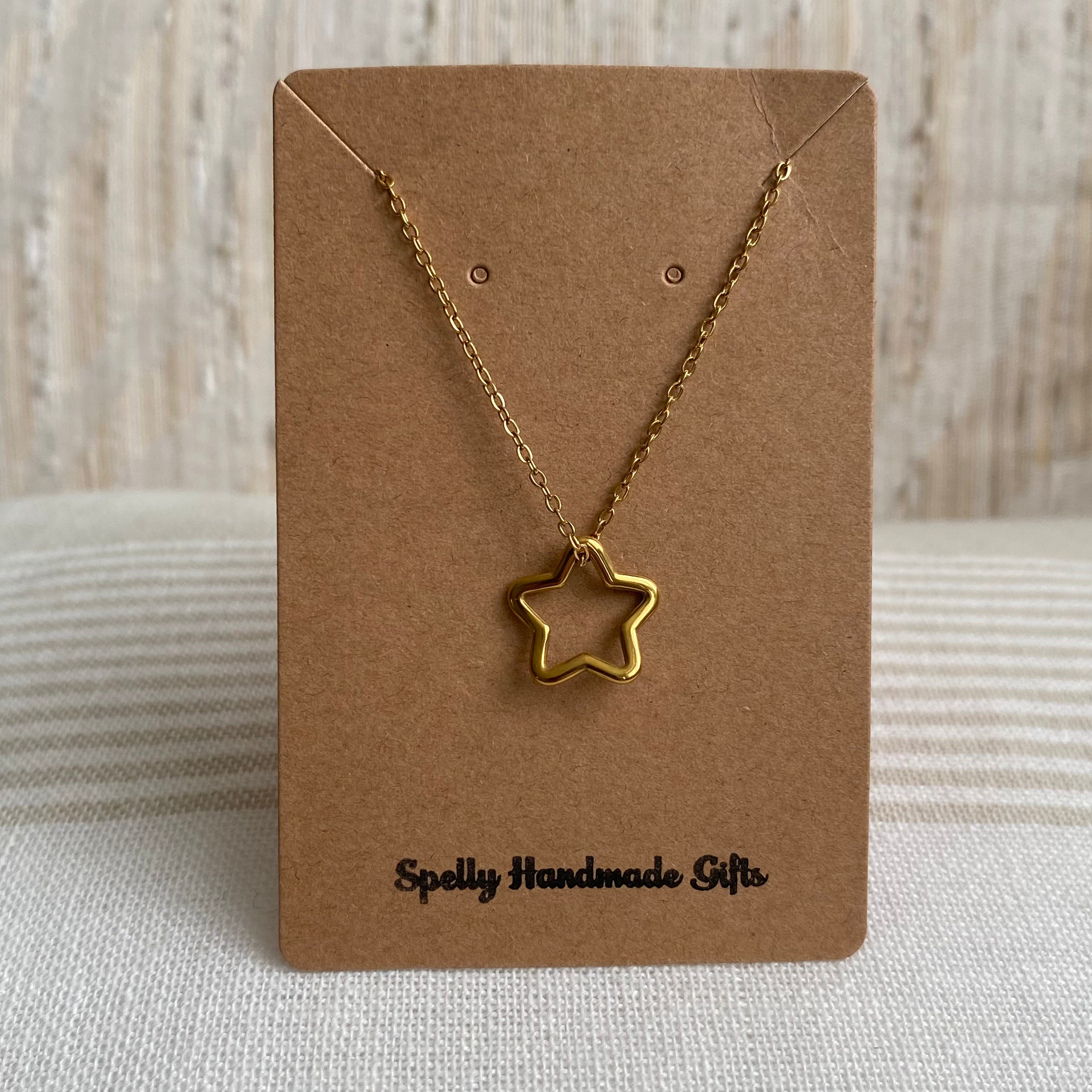 Gold Hollow Star Pendant Necklace