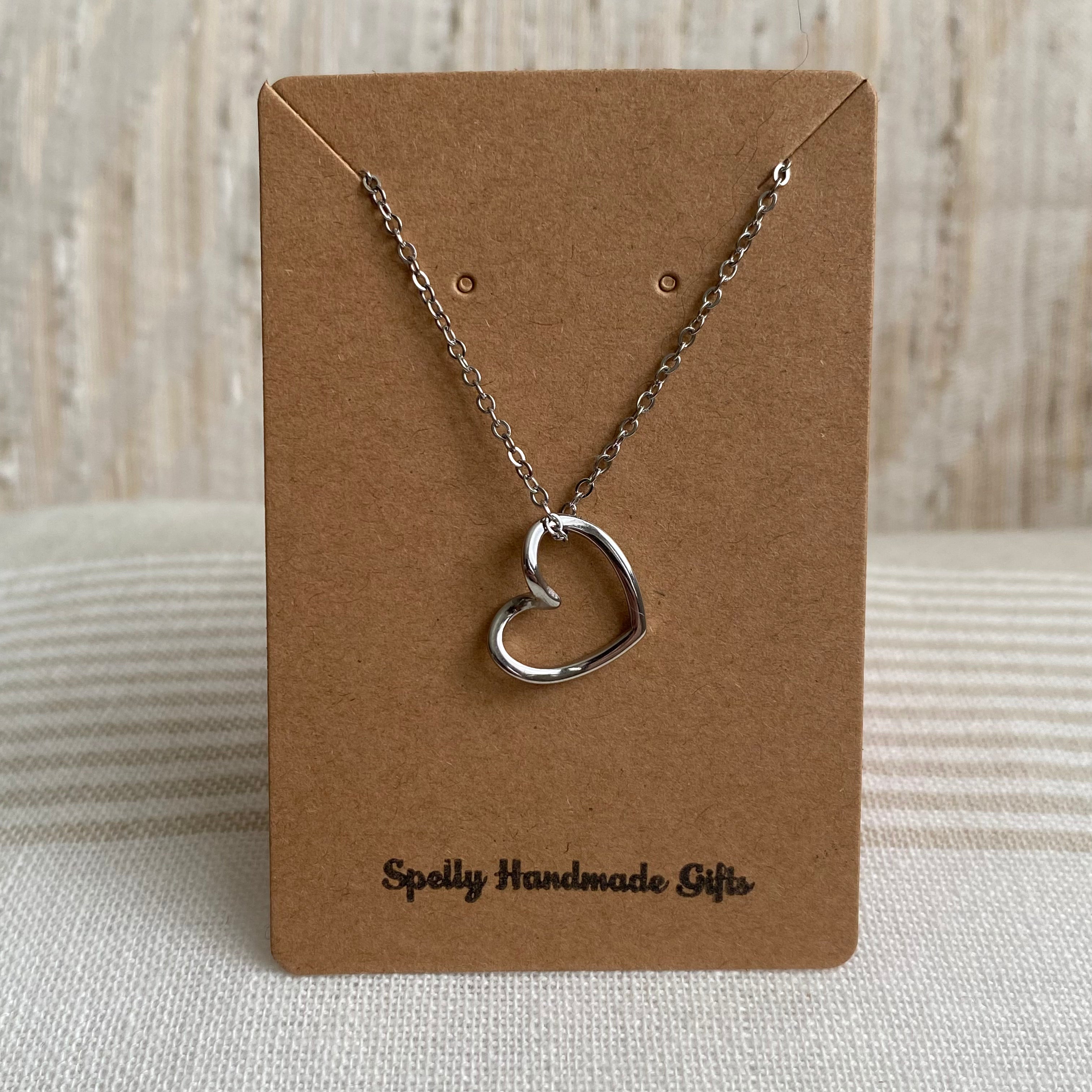 Silver Organically Shaped Heart Pendant Necklace