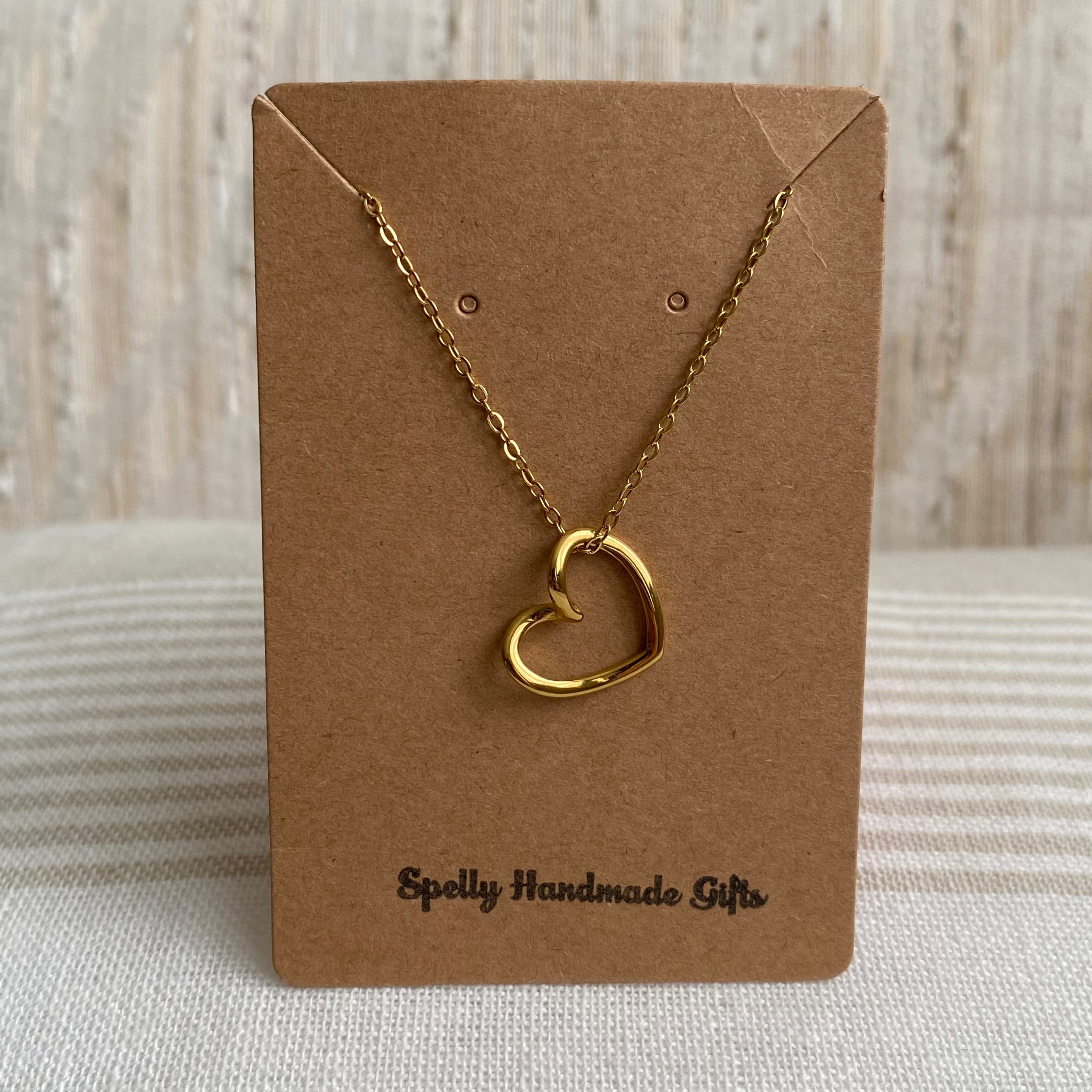 Gold Organically Shaped Heart Pendant Necklace