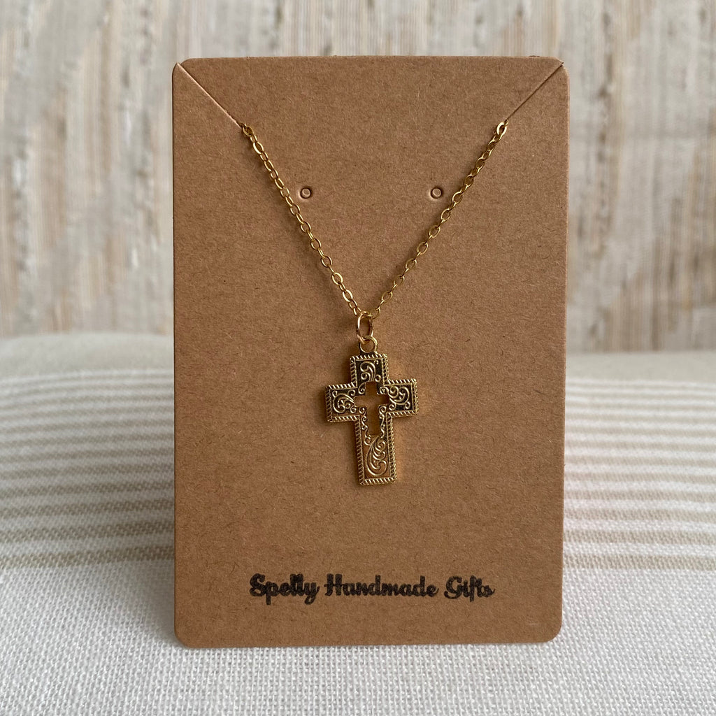 Gold Classic Cross Pendant Necklace