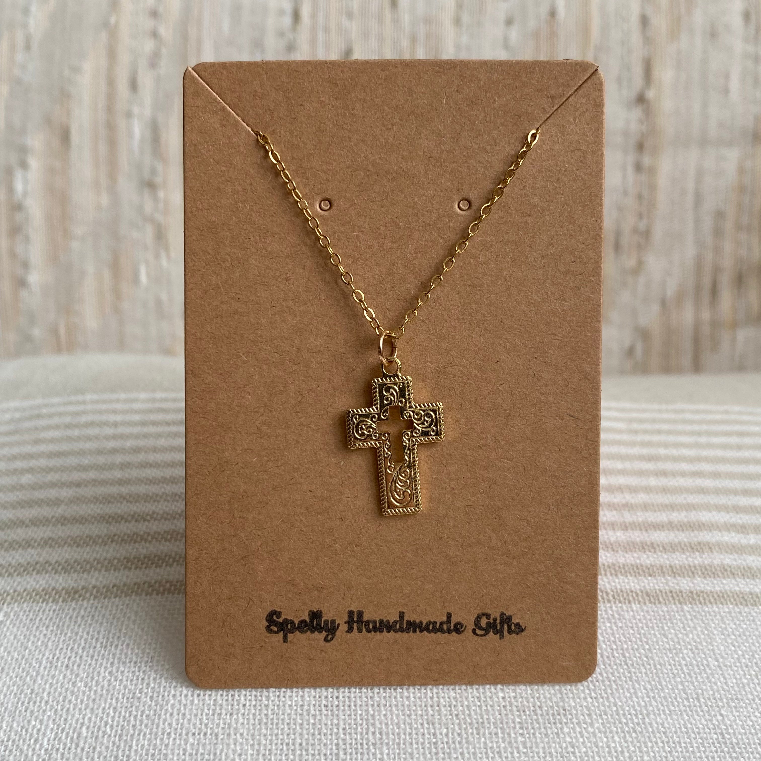 Gold Classic Cross Pendant Necklace