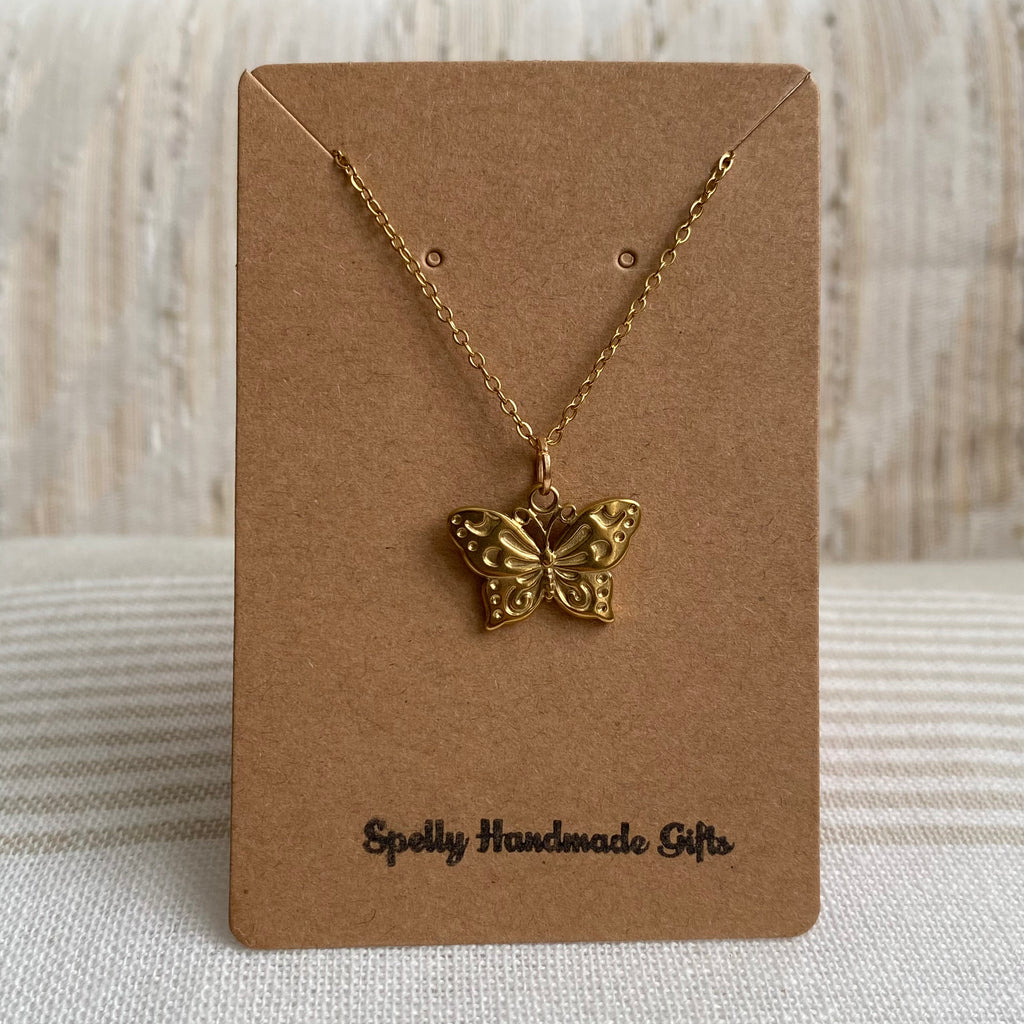 Gold Butterfly Pendant Necklace