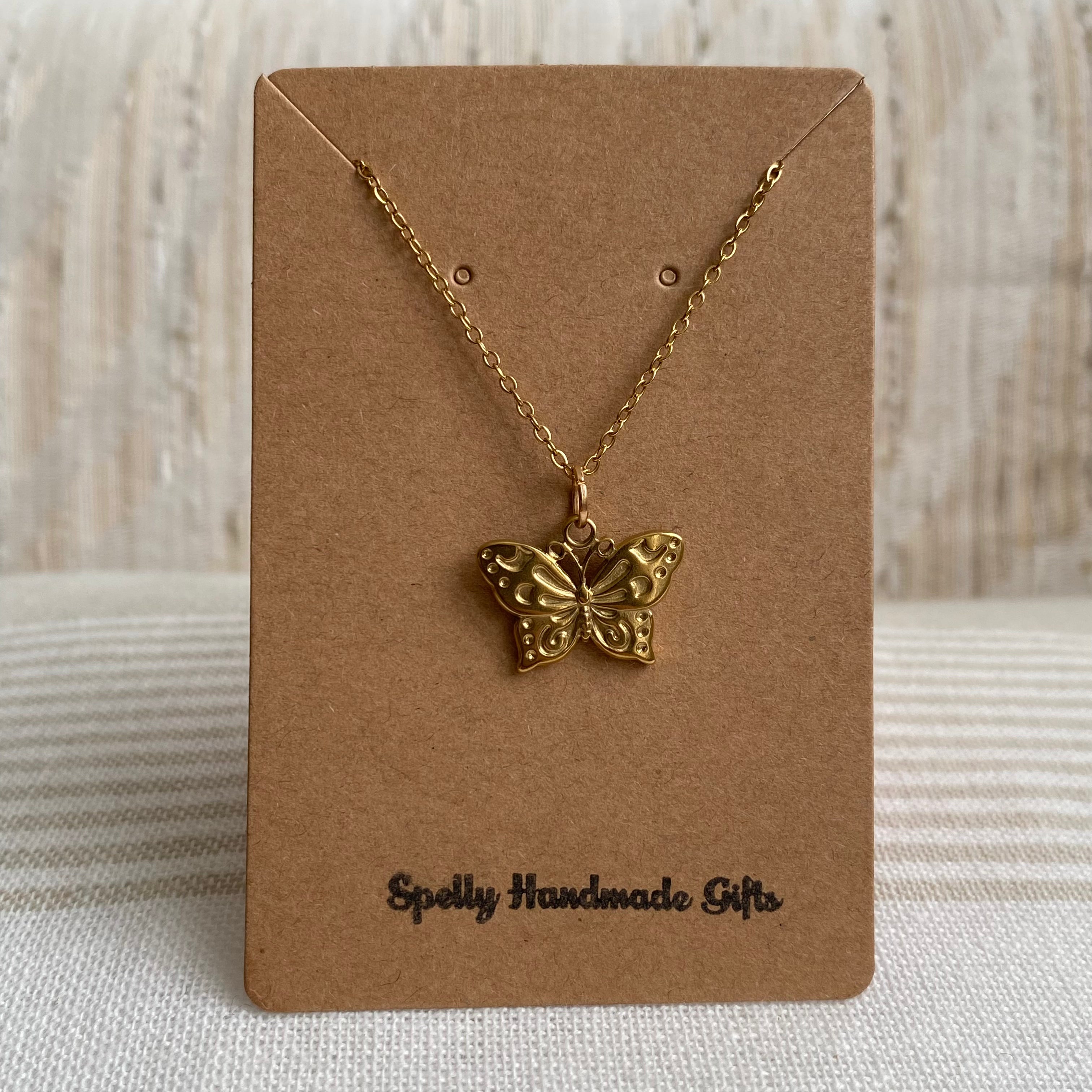 Gold Butterfly Pendant Necklace