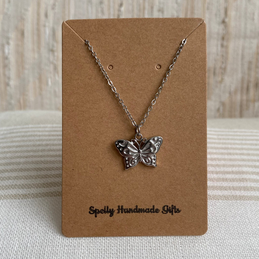 Silver Butterfly Pendant Necklace