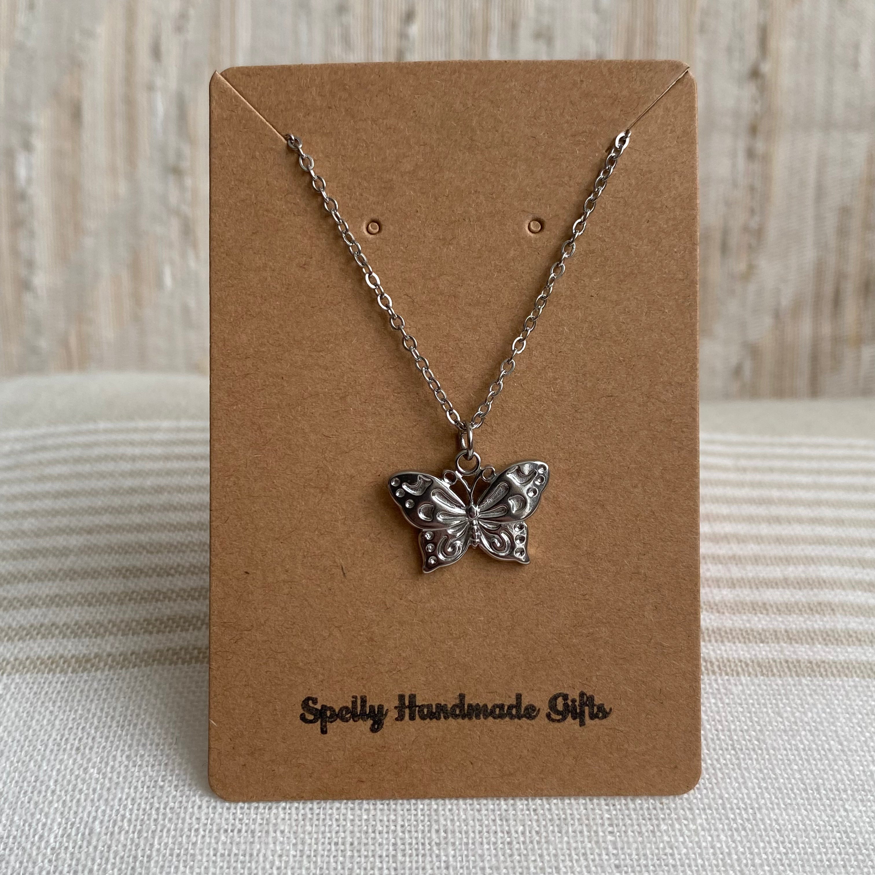 Silver Butterfly Pendant Necklace