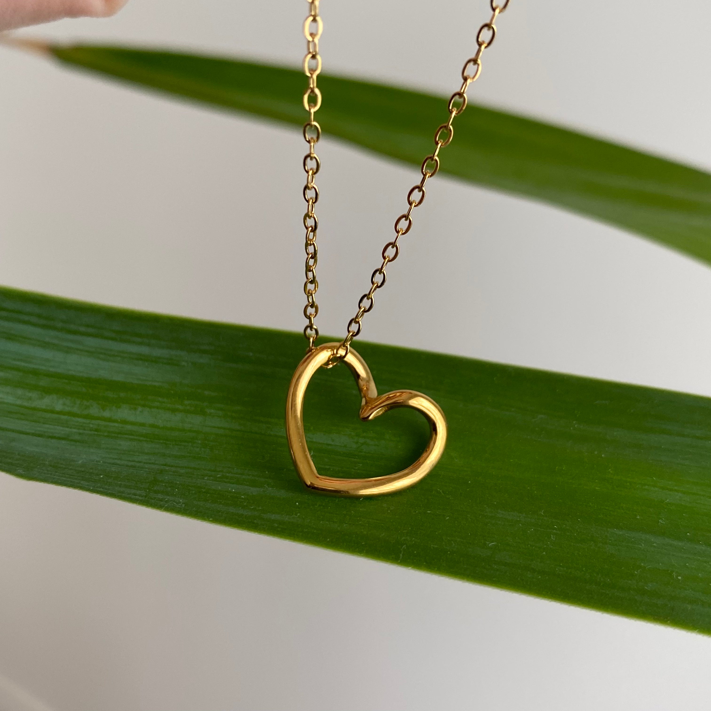 Gold Organically Shaped Heart Pendant Necklace