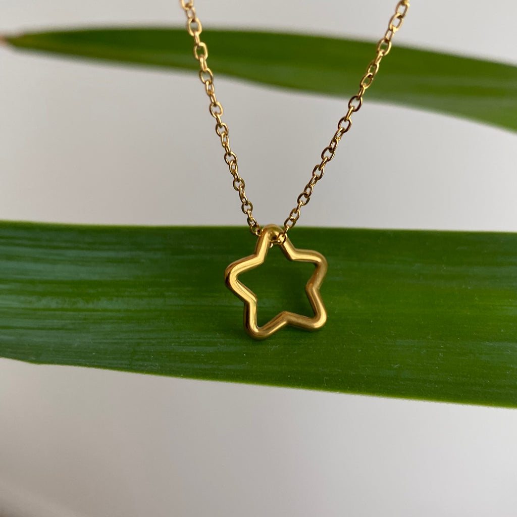 Gold Hollow Star Pendant Necklace