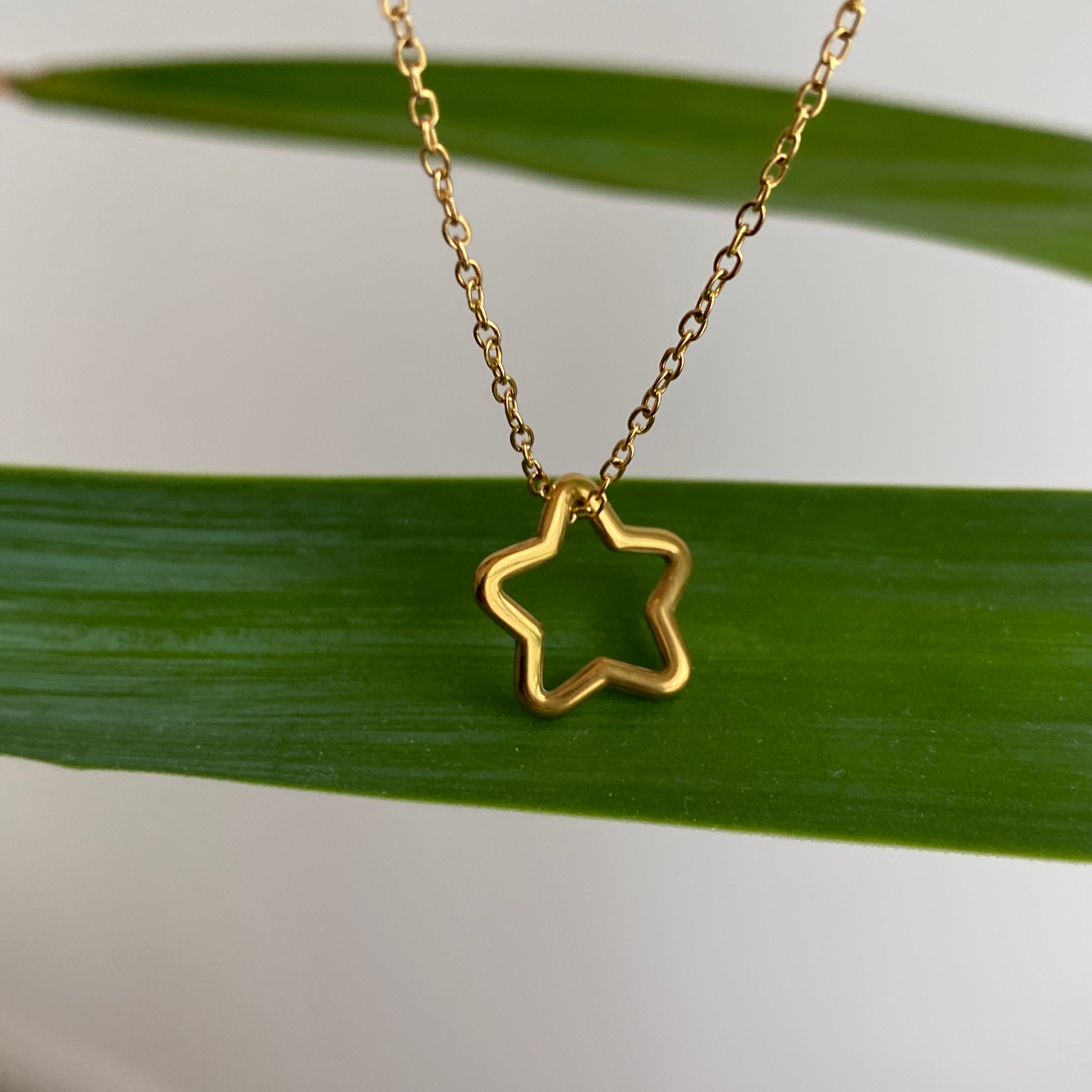 Gold Hollow Star Pendant Necklace