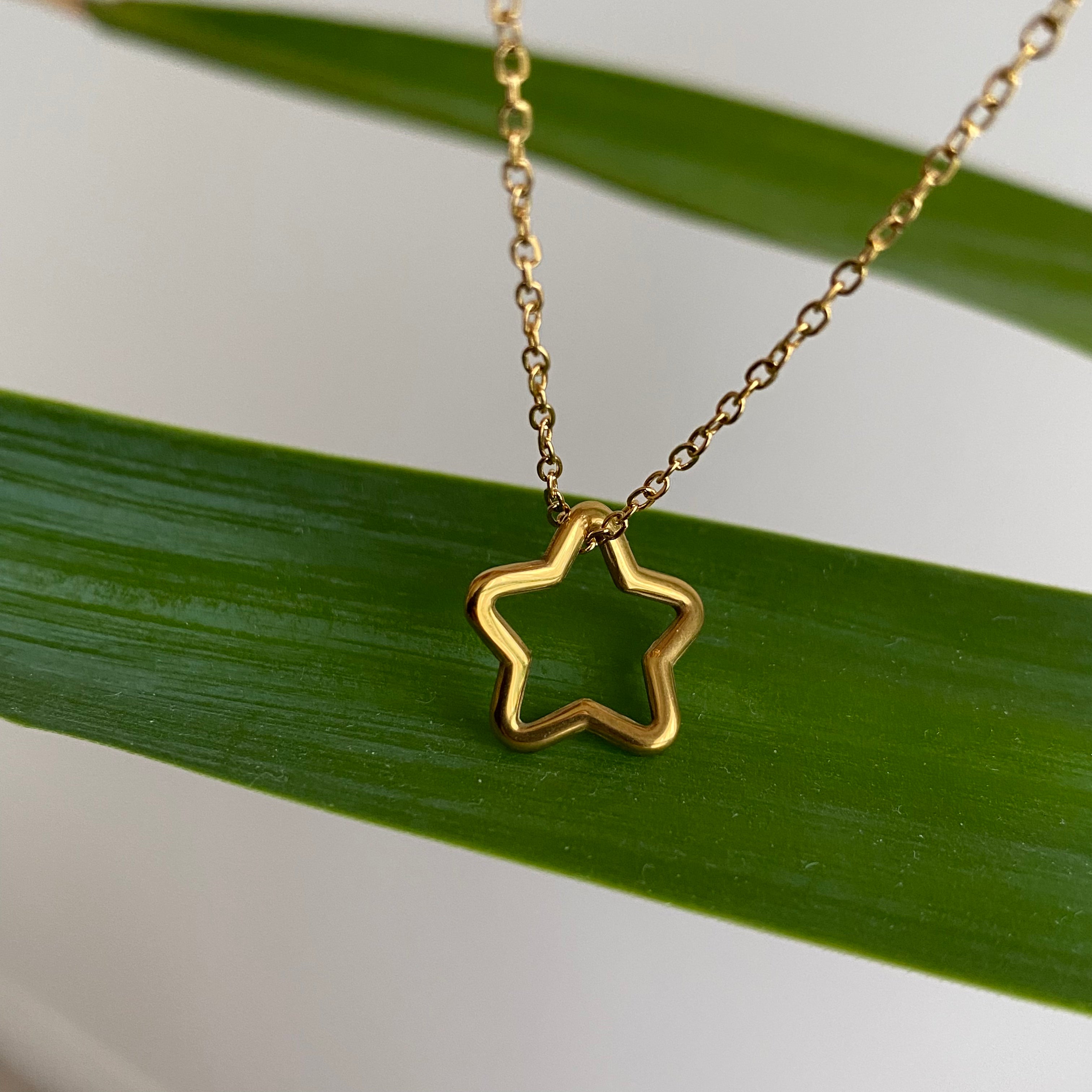 Gold Hollow Star Pendant Necklace