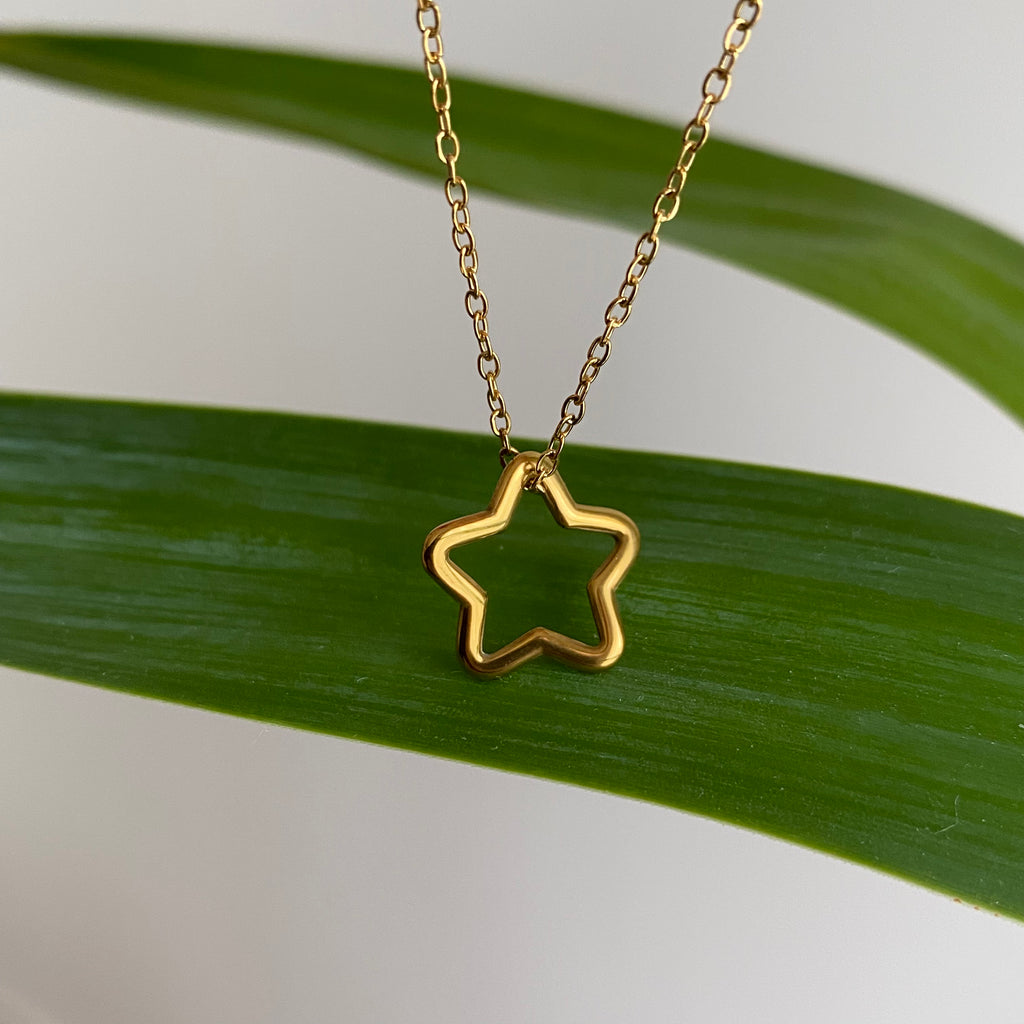 Gold Hollow Star Pendant Necklace