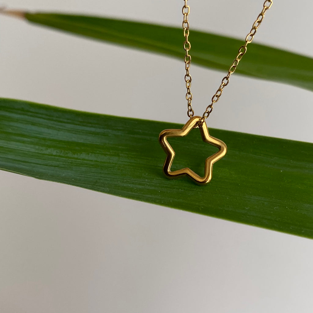 Gold Hollow Star Pendant Necklace