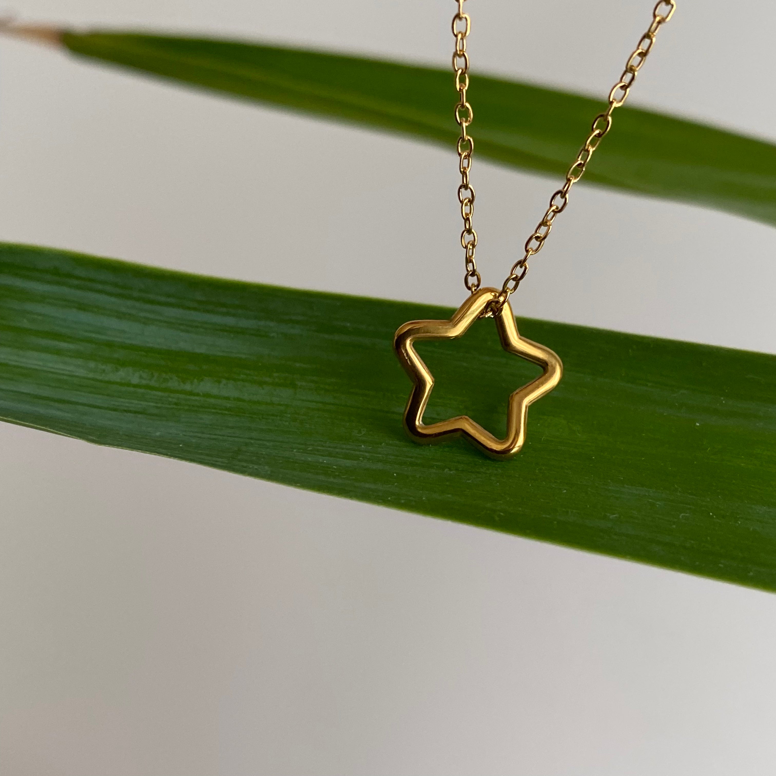 Gold Hollow Star Pendant Necklace