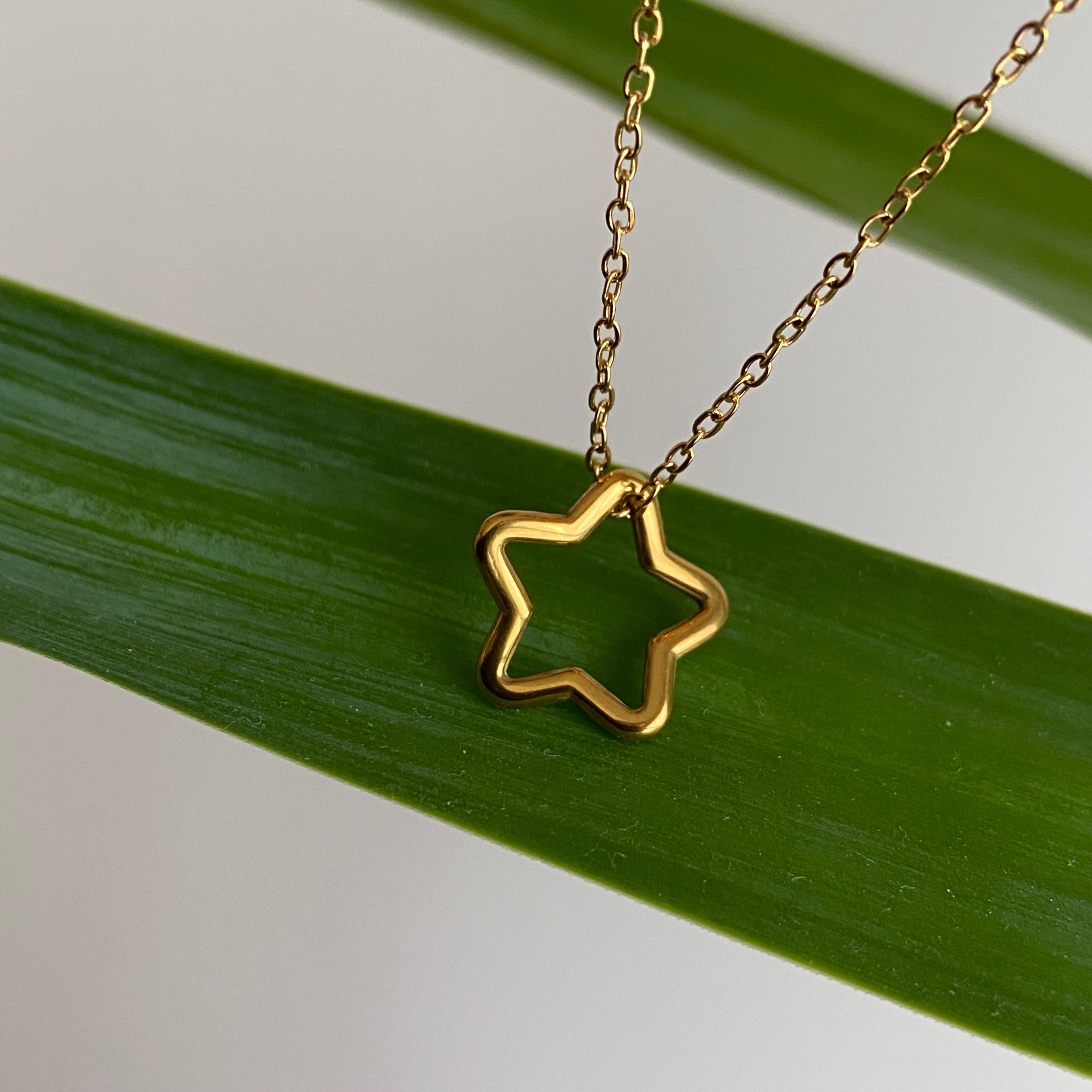 Gold Hollow Star Pendant Necklace