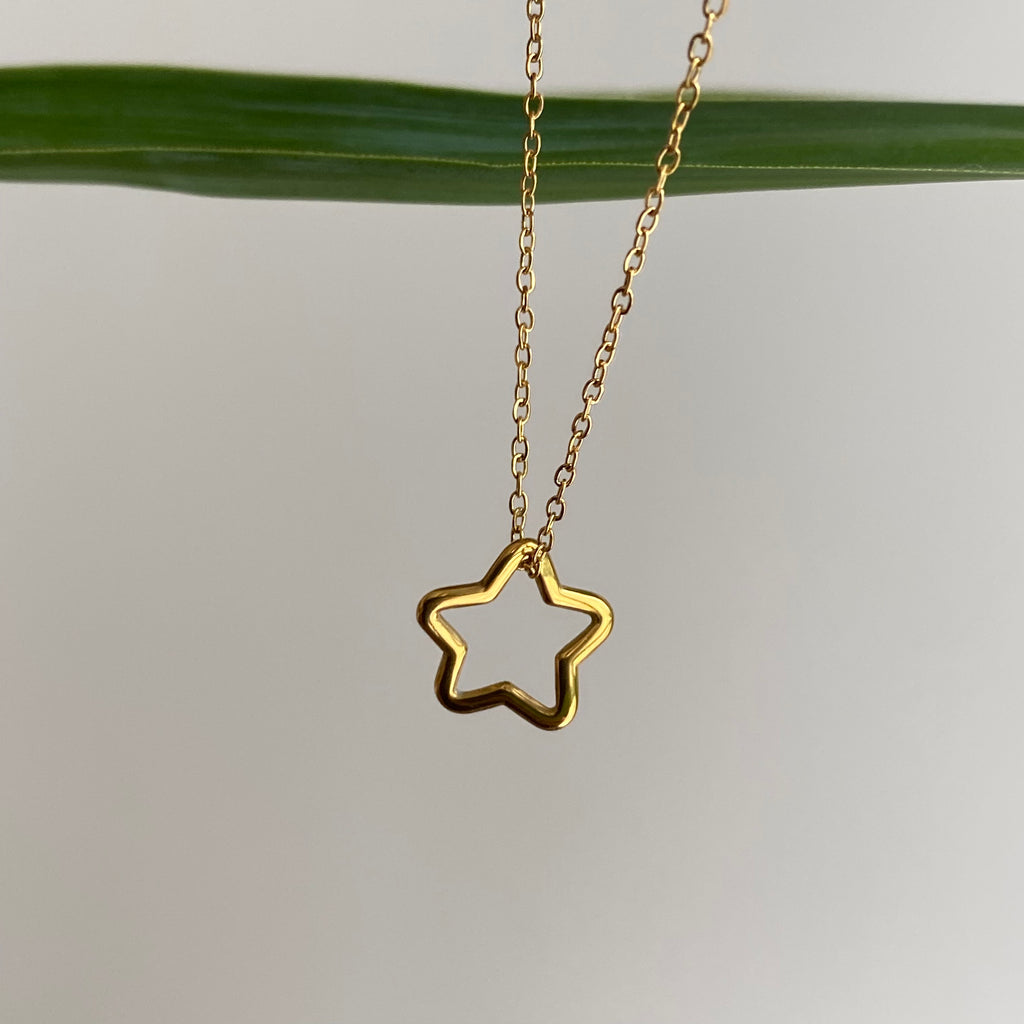 Gold Hollow Star Pendant Necklace