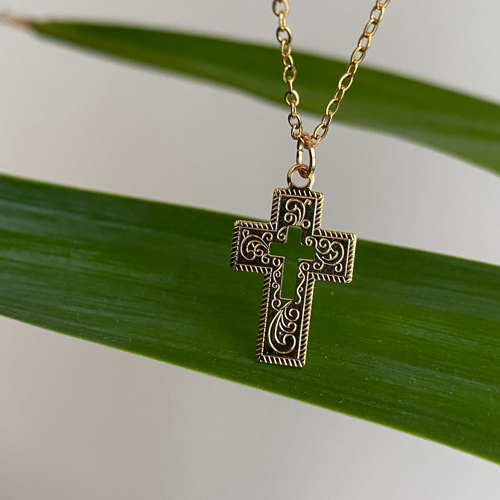 Gold Classic Cross Pendant Necklace