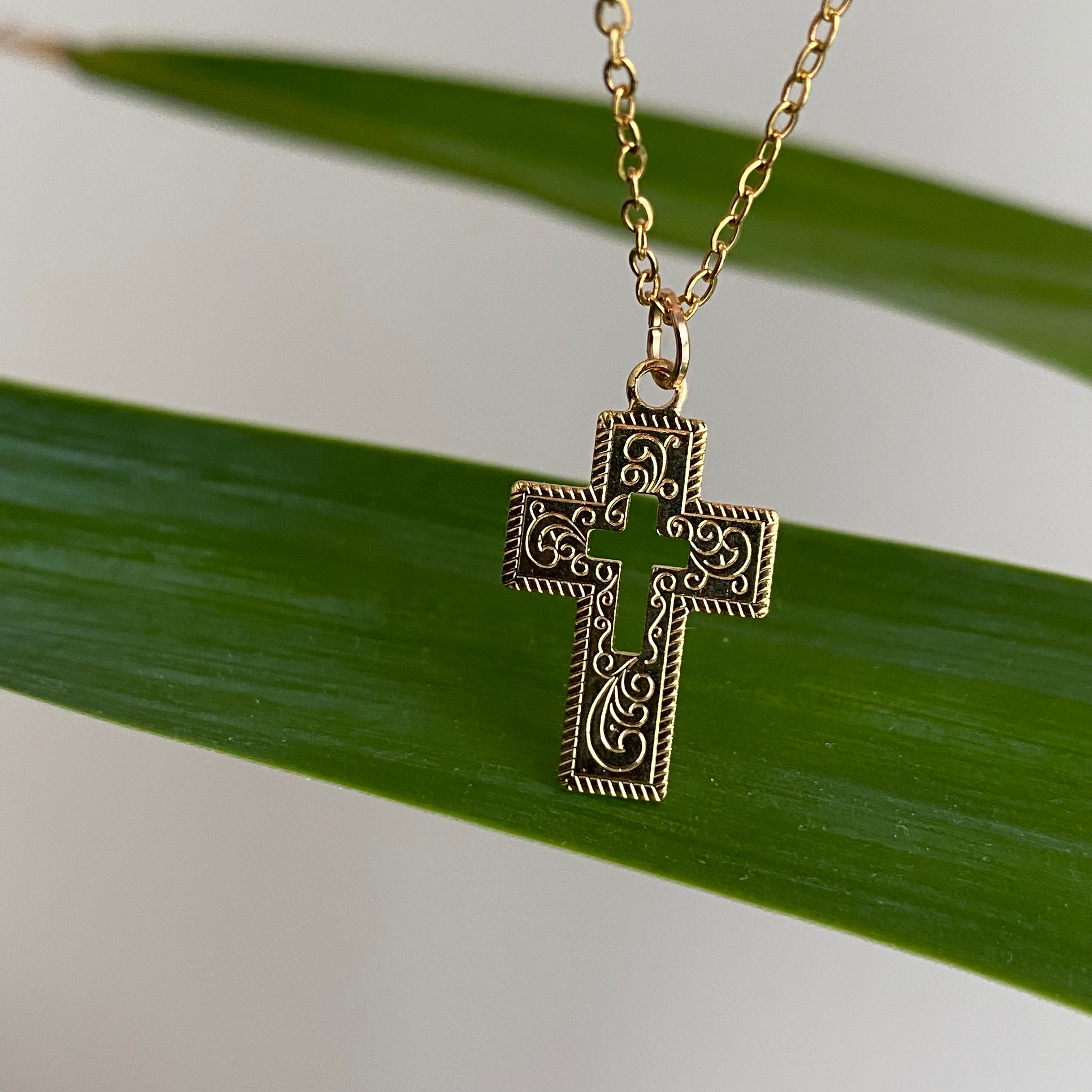 Gold Classic Cross Pendant Necklace