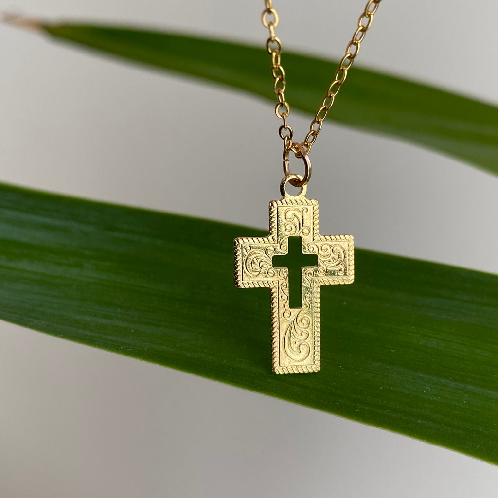 Gold Classic Cross Pendant Necklace
