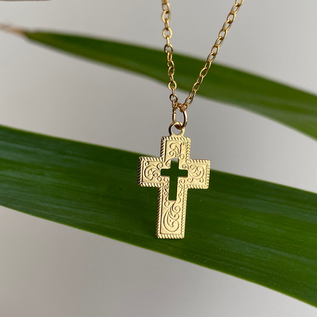 Gold Classic Cross Pendant Necklace