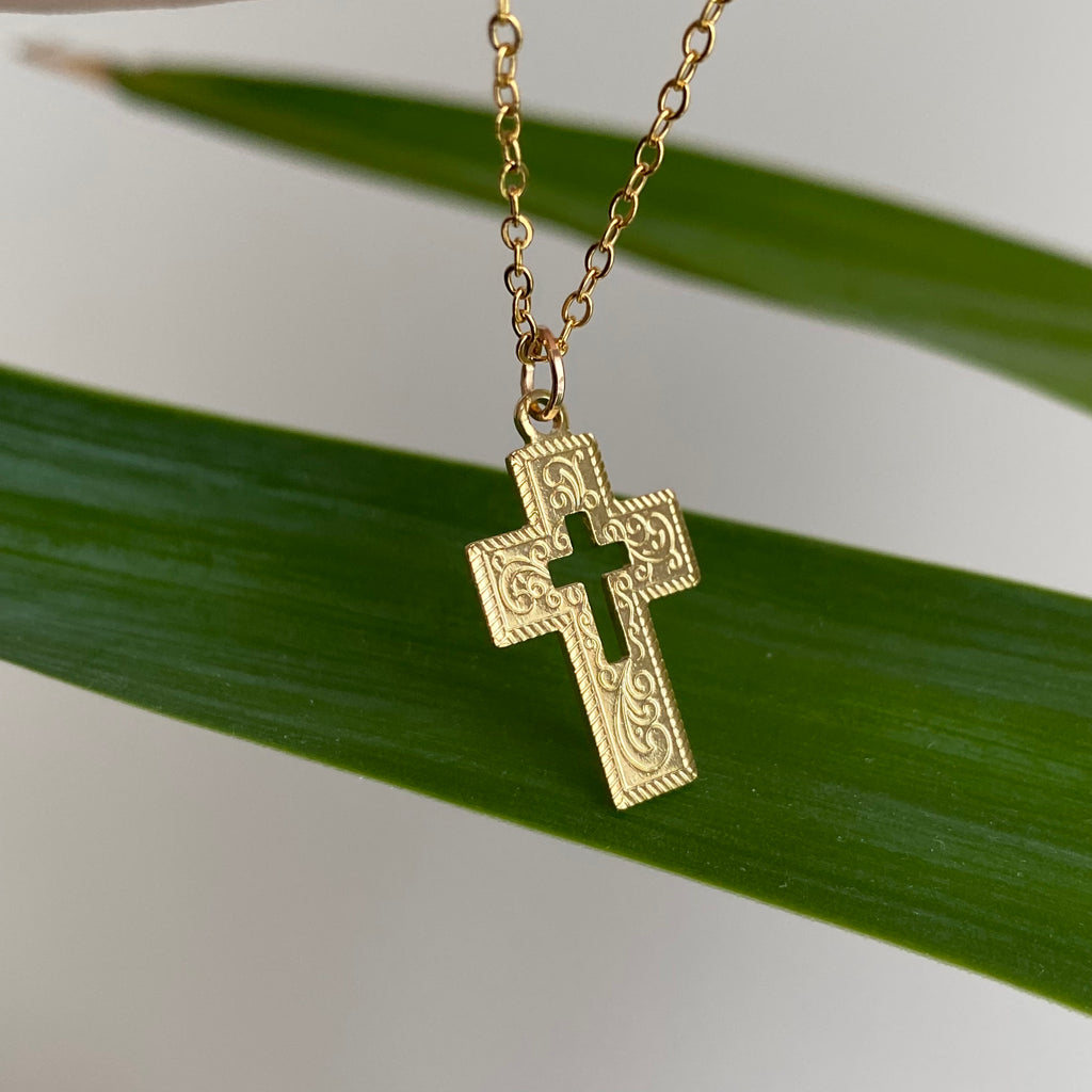 Gold Classic Cross Pendant Necklace