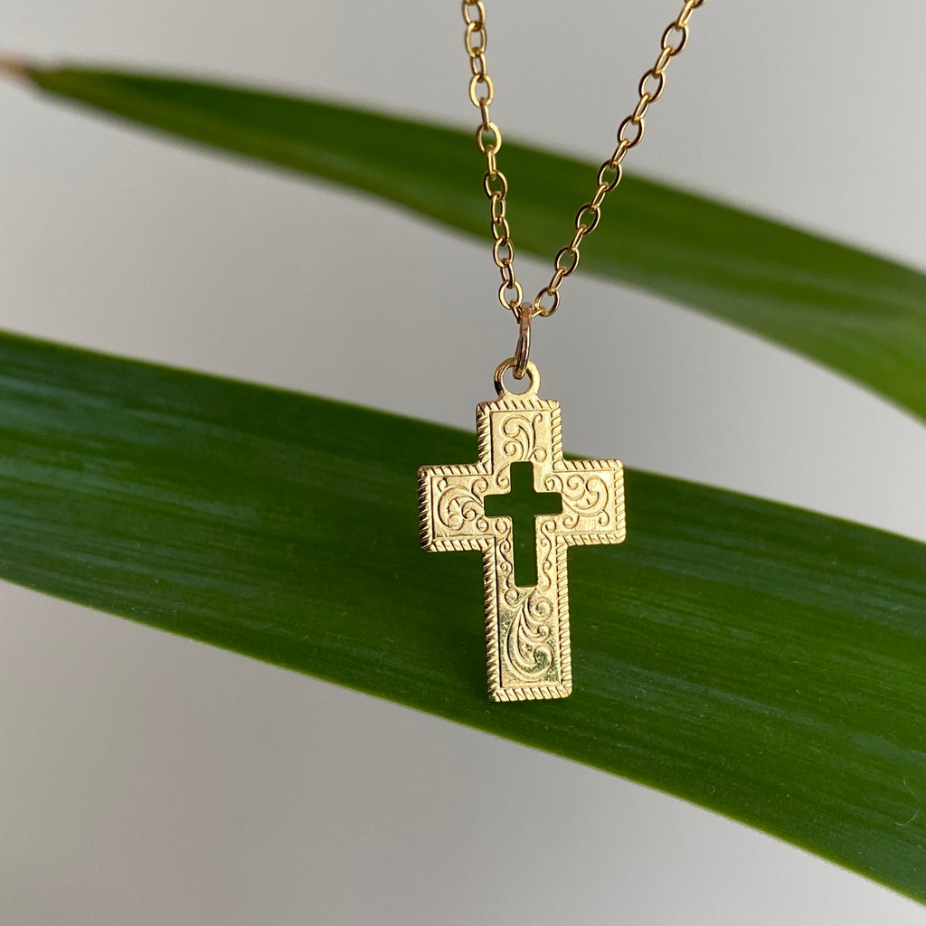 Gold Classic Cross Pendant Necklace