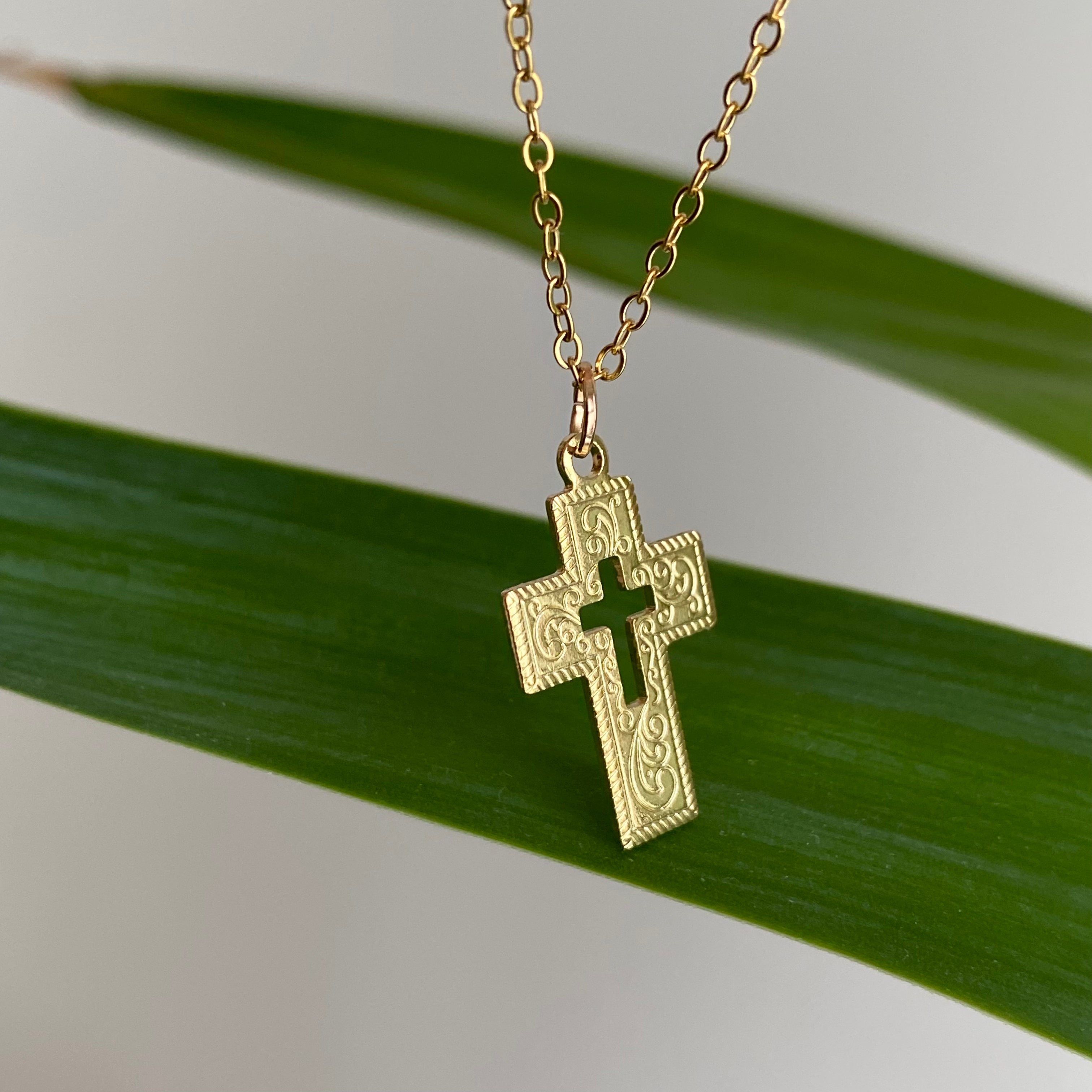 Gold Classic Cross Pendant Necklace